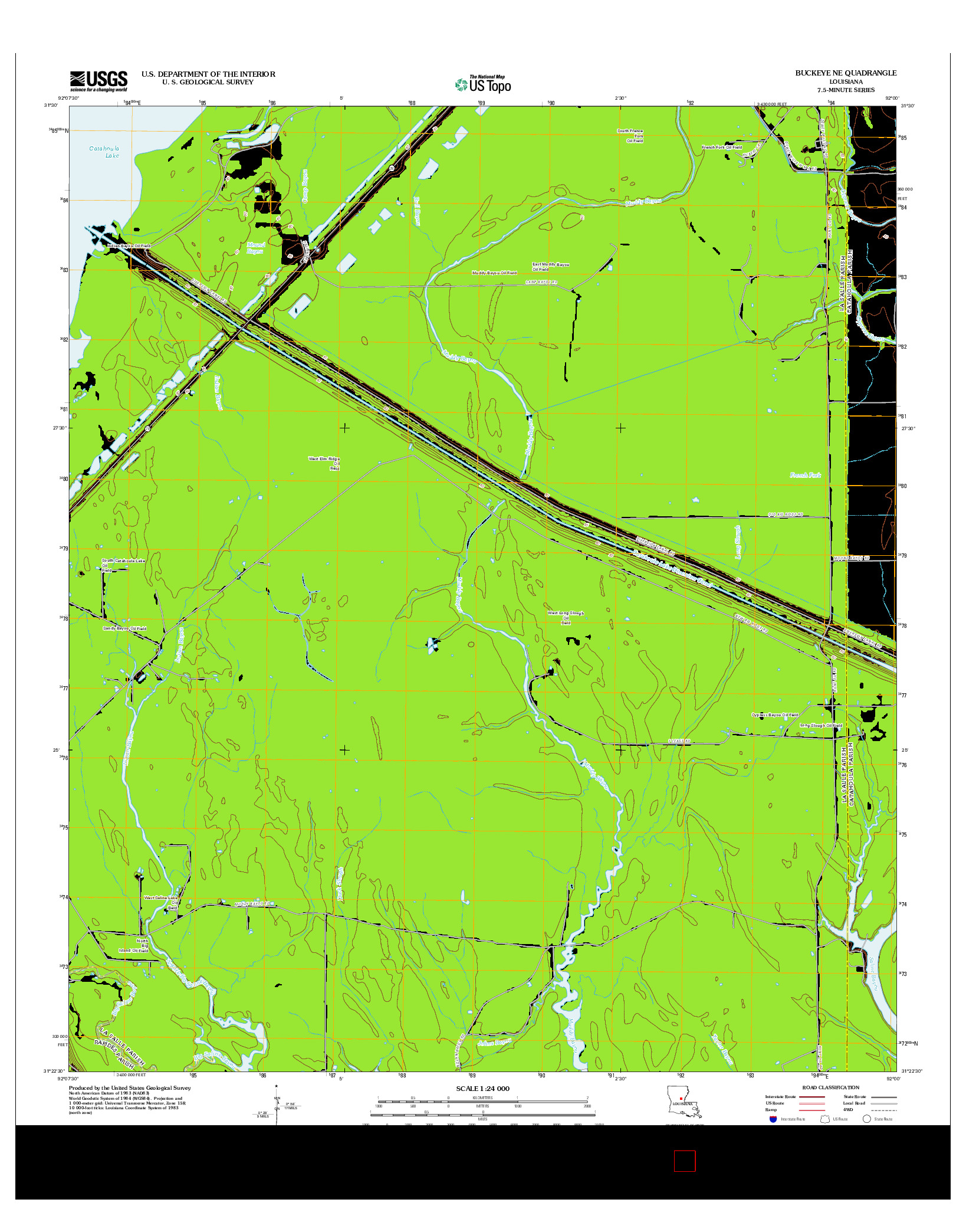 USGS US TOPO 7.5-MINUTE MAP FOR BUCKEYE NE, LA 2012