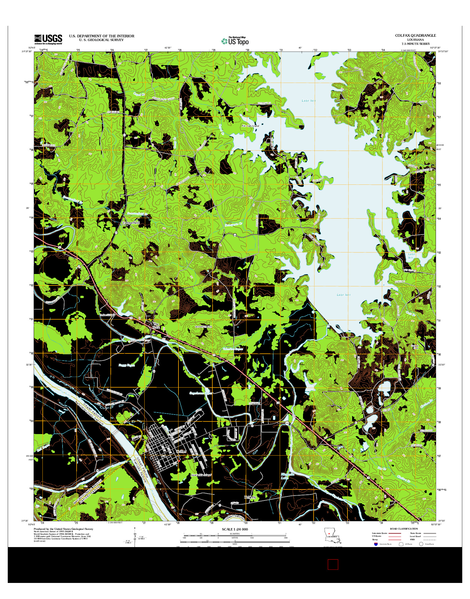 USGS US TOPO 7.5-MINUTE MAP FOR COLFAX, LA 2012