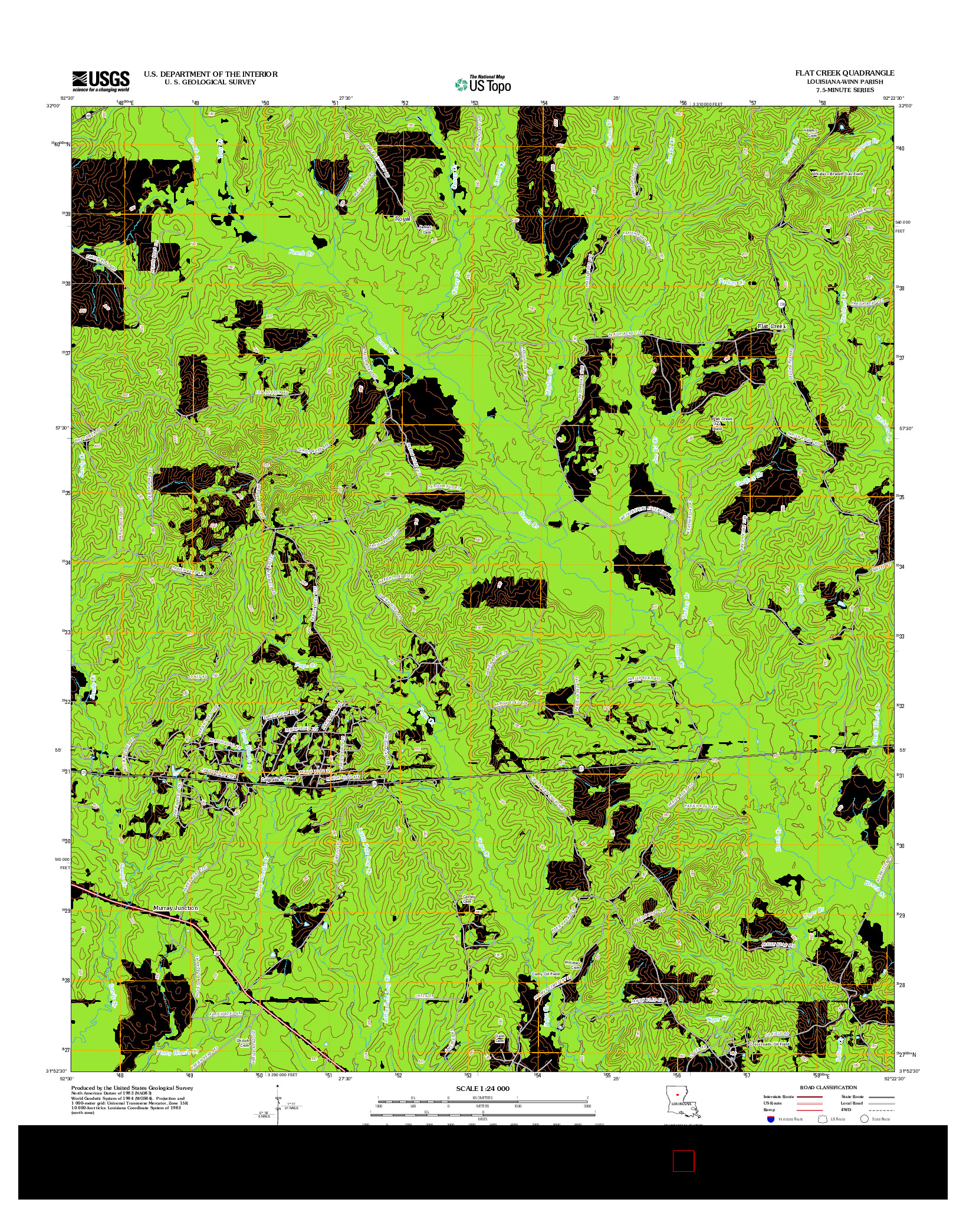 USGS US TOPO 7.5-MINUTE MAP FOR FLAT CREEK, LA 2012