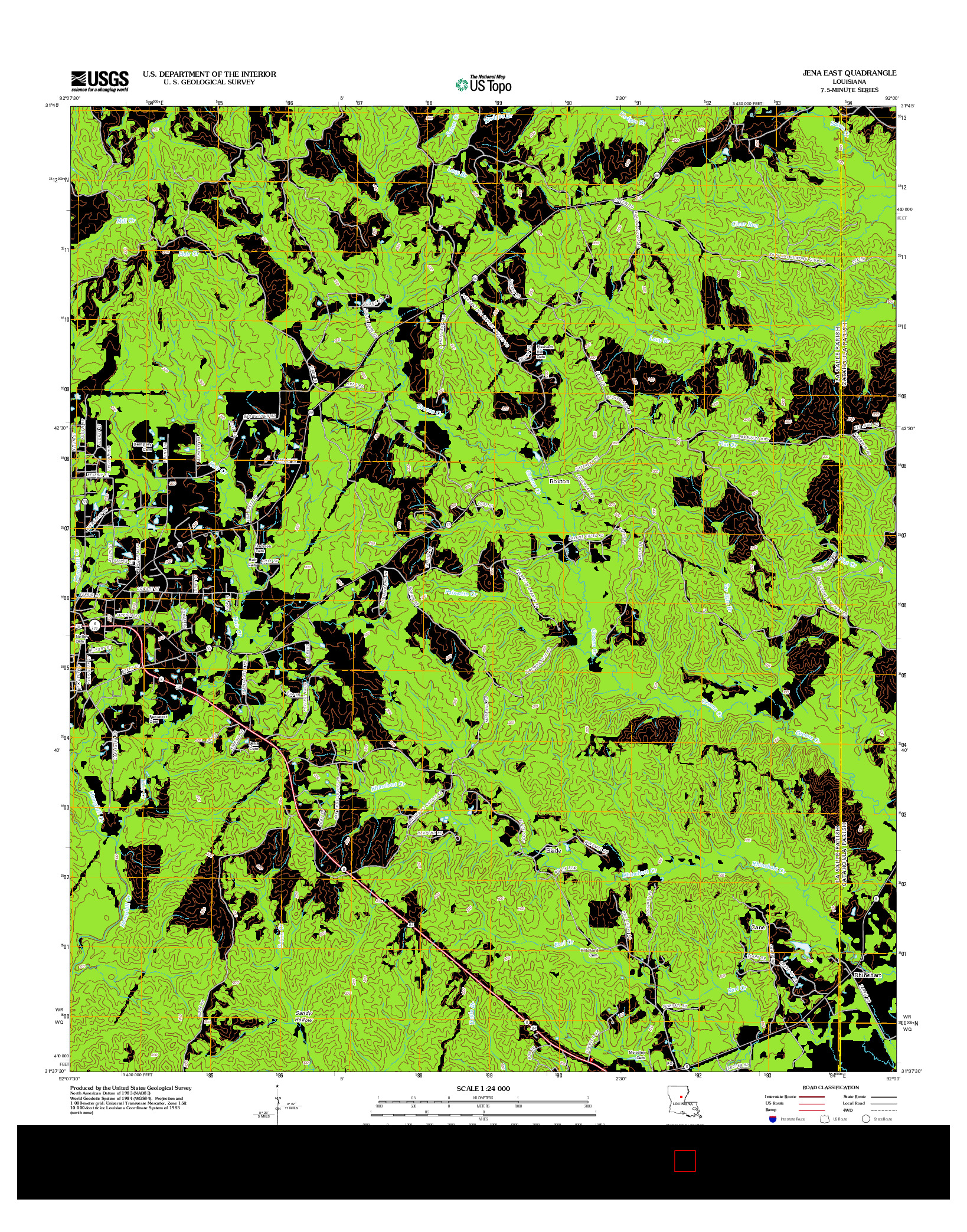 USGS US TOPO 7.5-MINUTE MAP FOR JENA EAST, LA 2012
