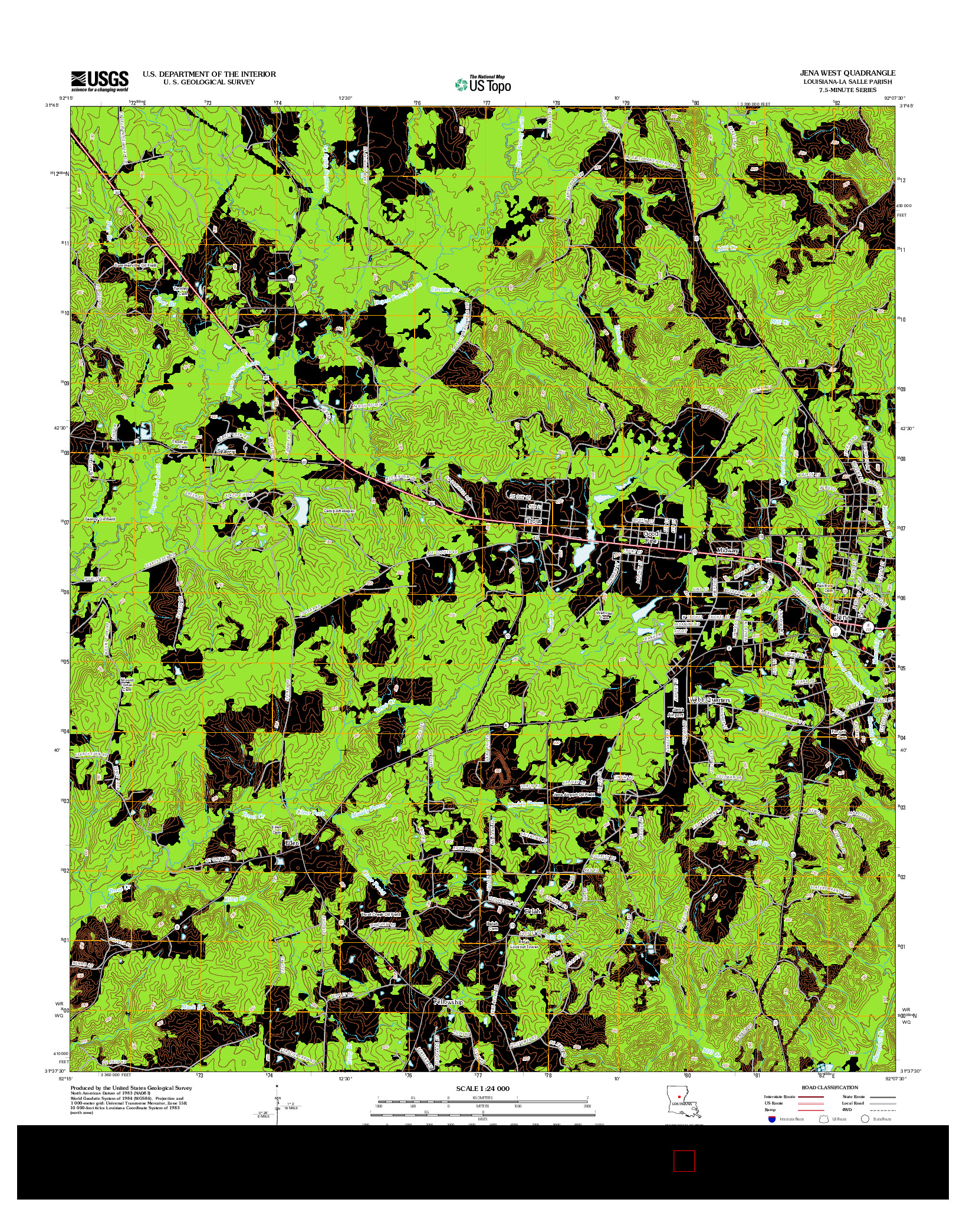 USGS US TOPO 7.5-MINUTE MAP FOR JENA WEST, LA 2012