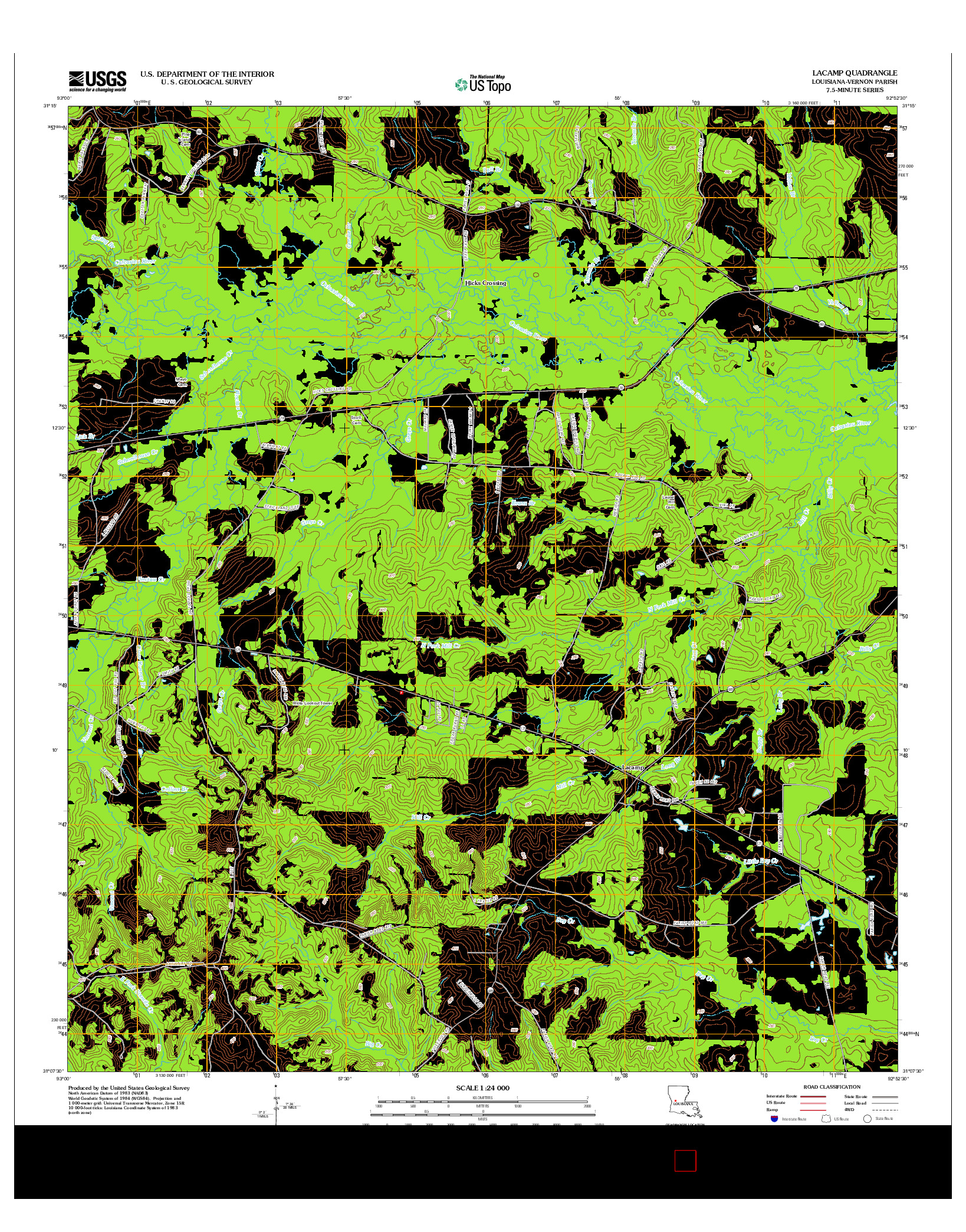 USGS US TOPO 7.5-MINUTE MAP FOR LACAMP, LA 2012