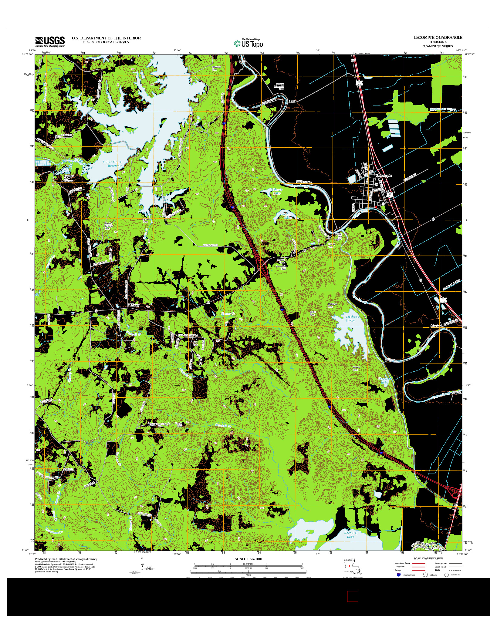 USGS US TOPO 7.5-MINUTE MAP FOR LECOMPTE, LA 2012