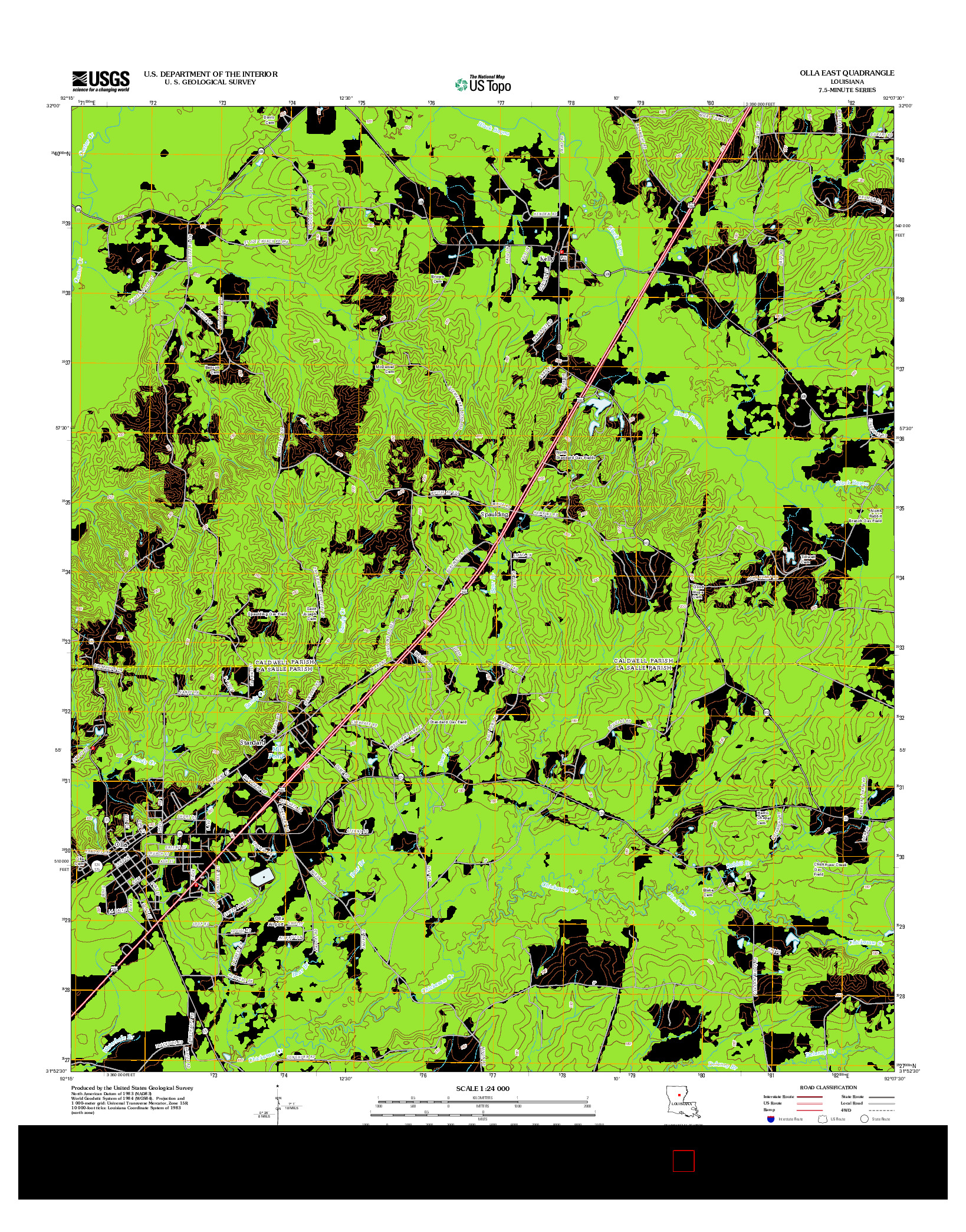 USGS US TOPO 7.5-MINUTE MAP FOR OLLA EAST, LA 2012