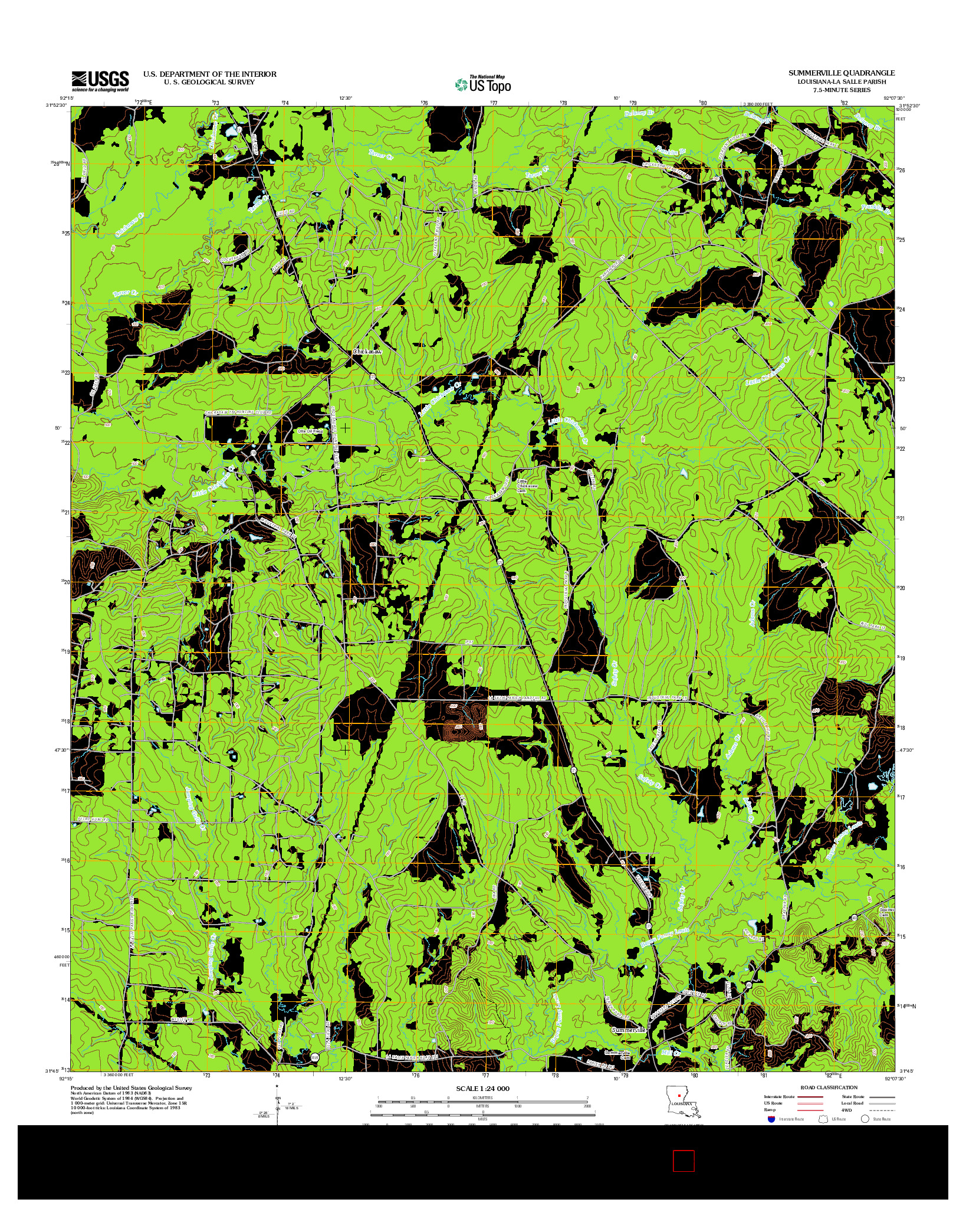 USGS US TOPO 7.5-MINUTE MAP FOR SUMMERVILLE, LA 2012