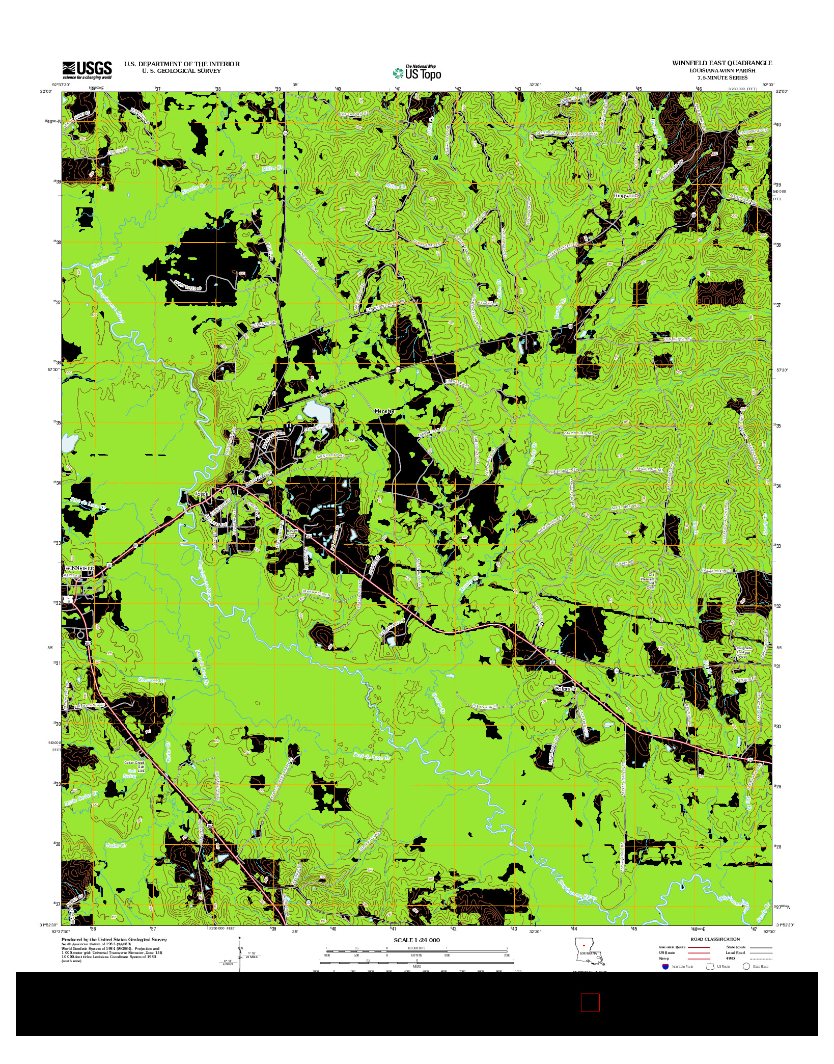 USGS US TOPO 7.5-MINUTE MAP FOR WINNFIELD EAST, LA 2012