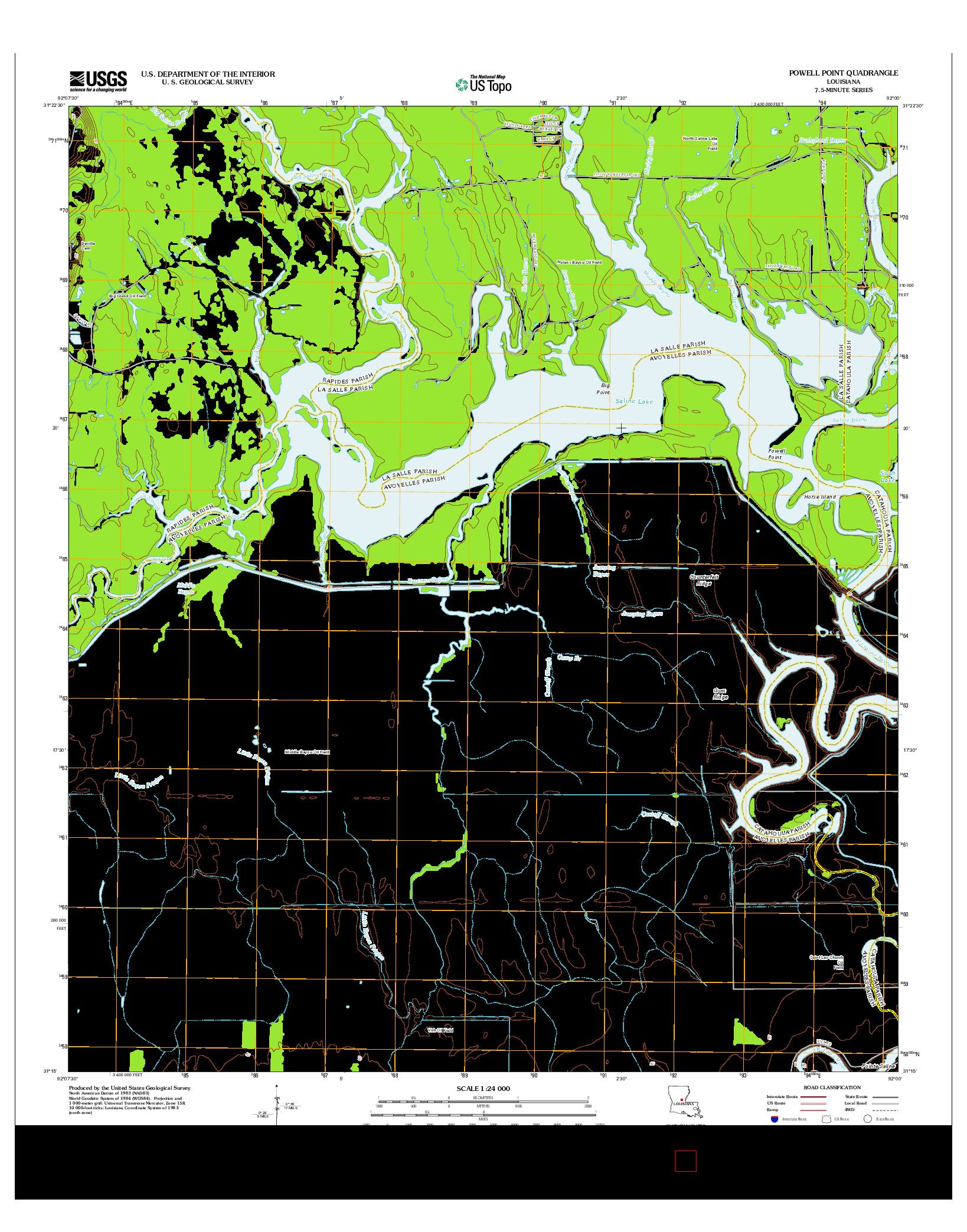 USGS US TOPO 7.5-MINUTE MAP FOR POWELL POINT, LA 2012