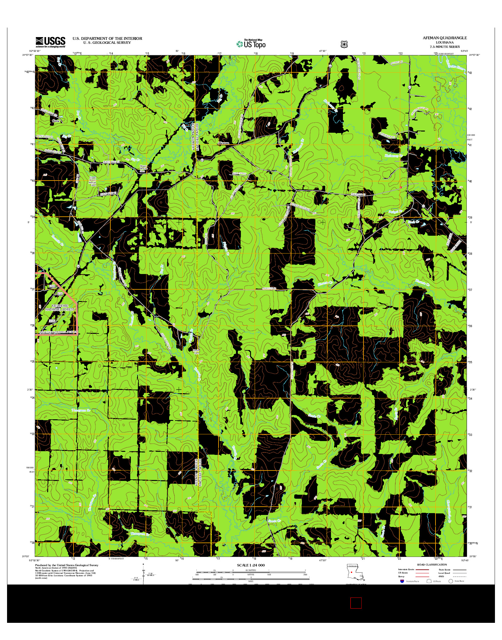 USGS US TOPO 7.5-MINUTE MAP FOR AFEMAN, LA 2012