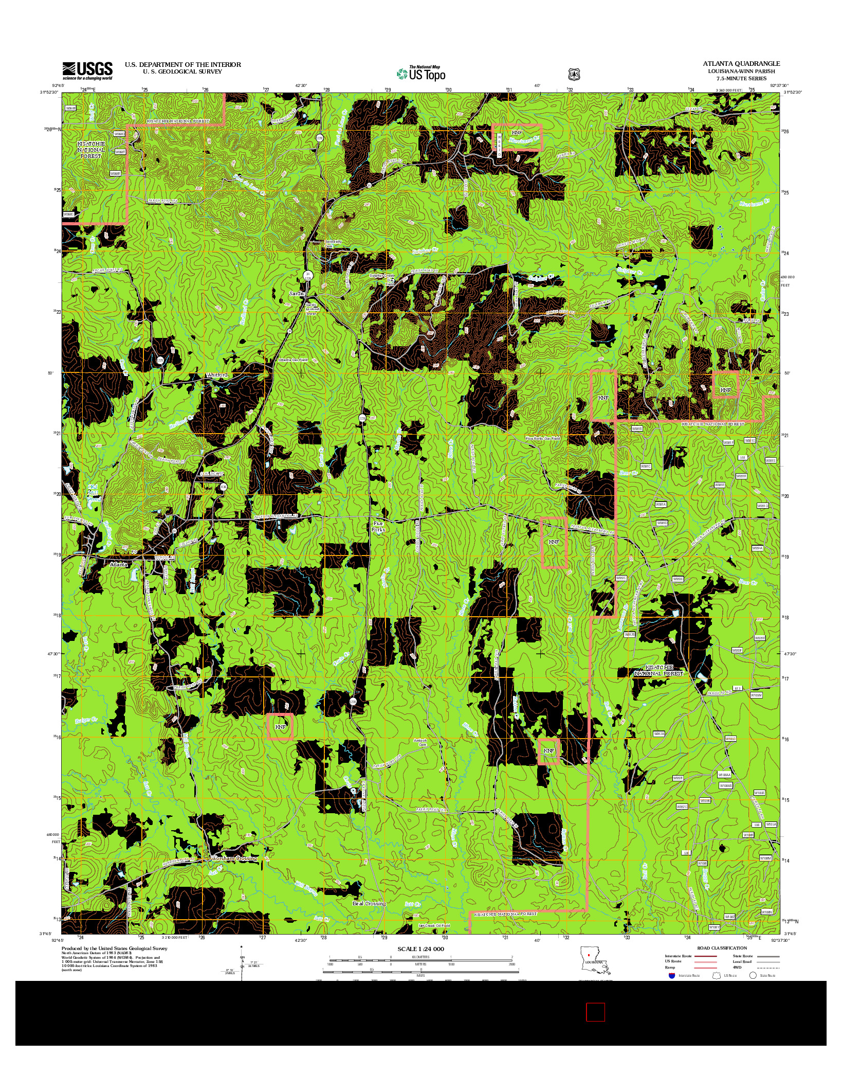 USGS US TOPO 7.5-MINUTE MAP FOR ATLANTA, LA 2012