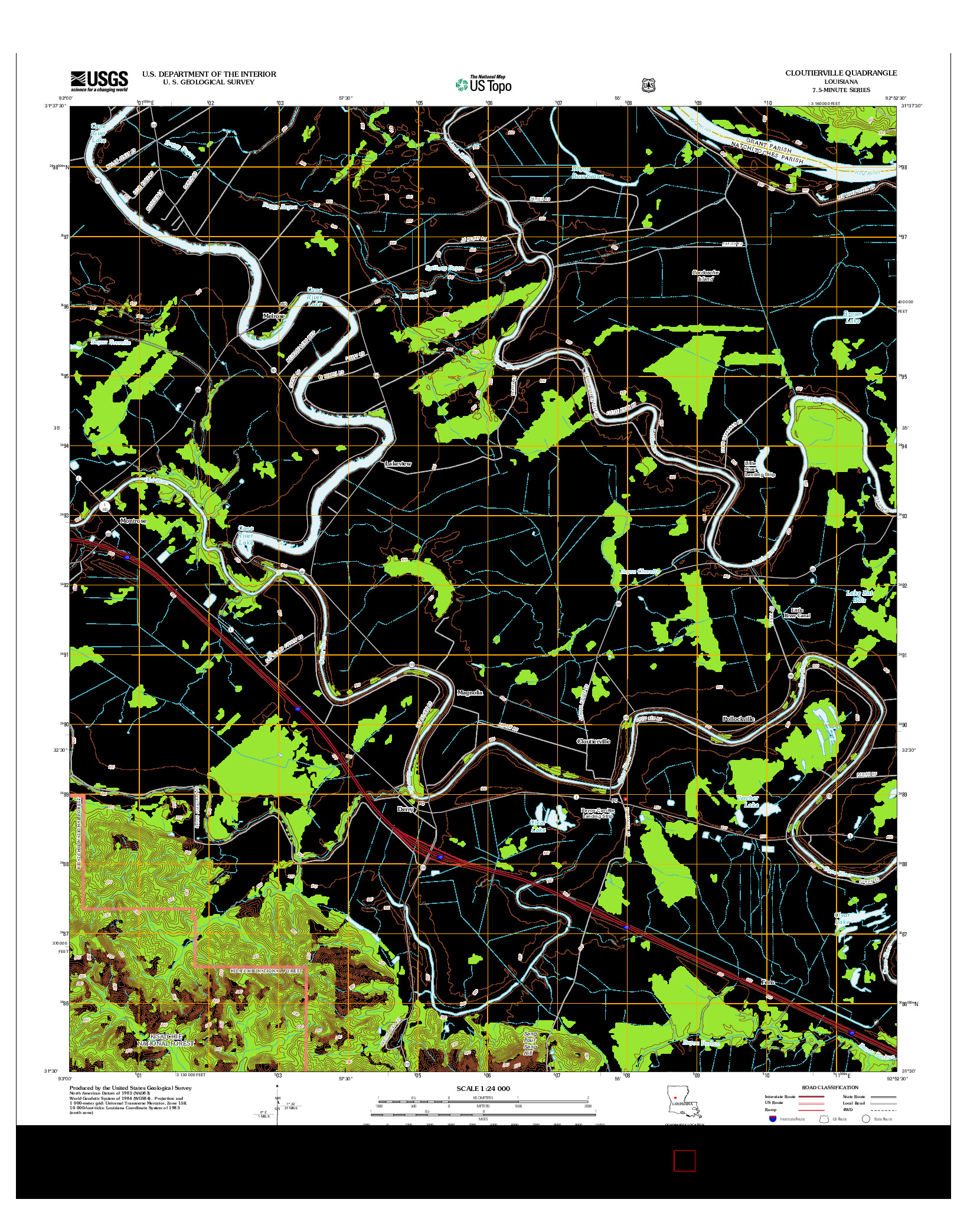 USGS US TOPO 7.5-MINUTE MAP FOR CLOUTIERVILLE, LA 2012
