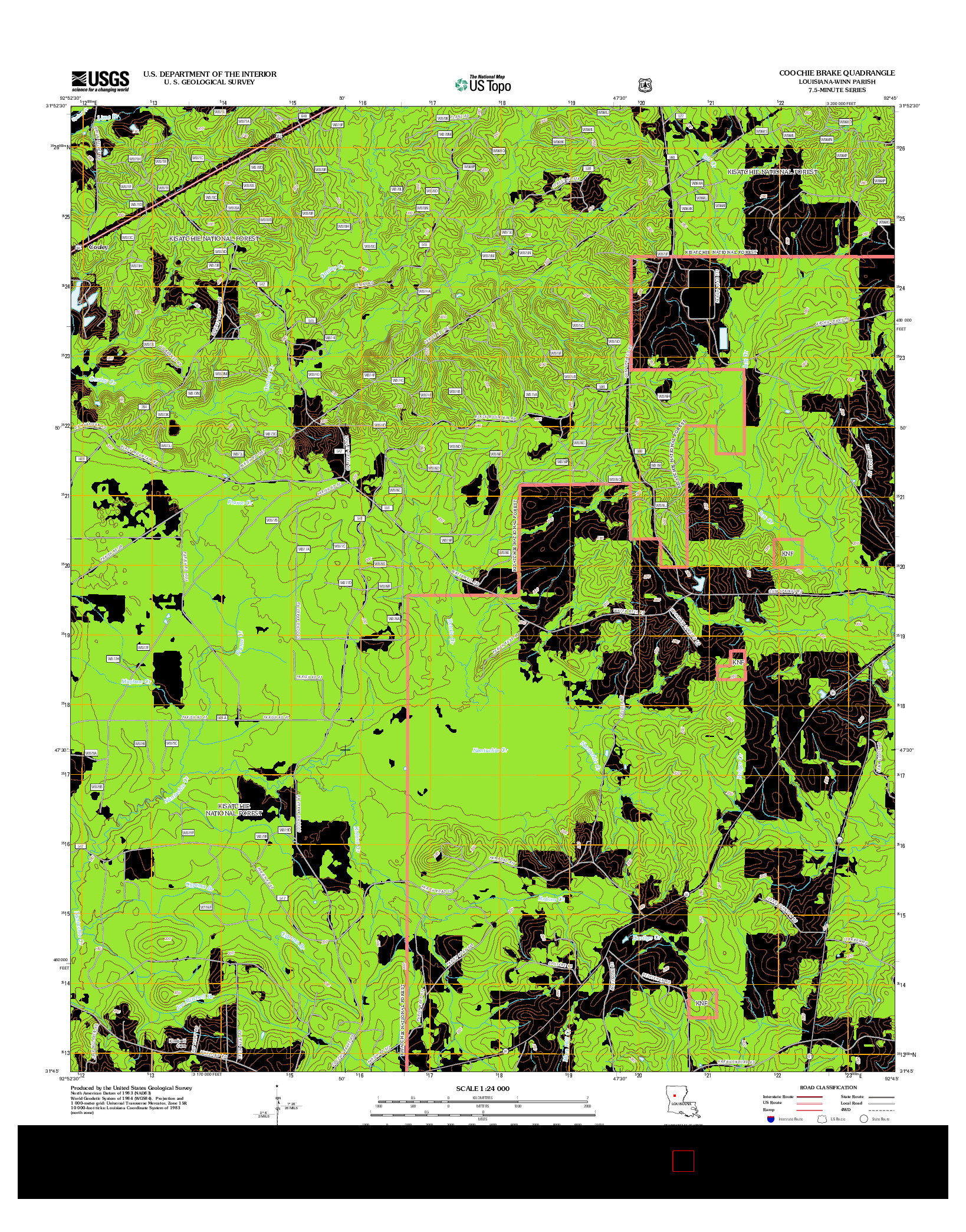 USGS US TOPO 7.5-MINUTE MAP FOR COOCHIE BRAKE, LA 2012