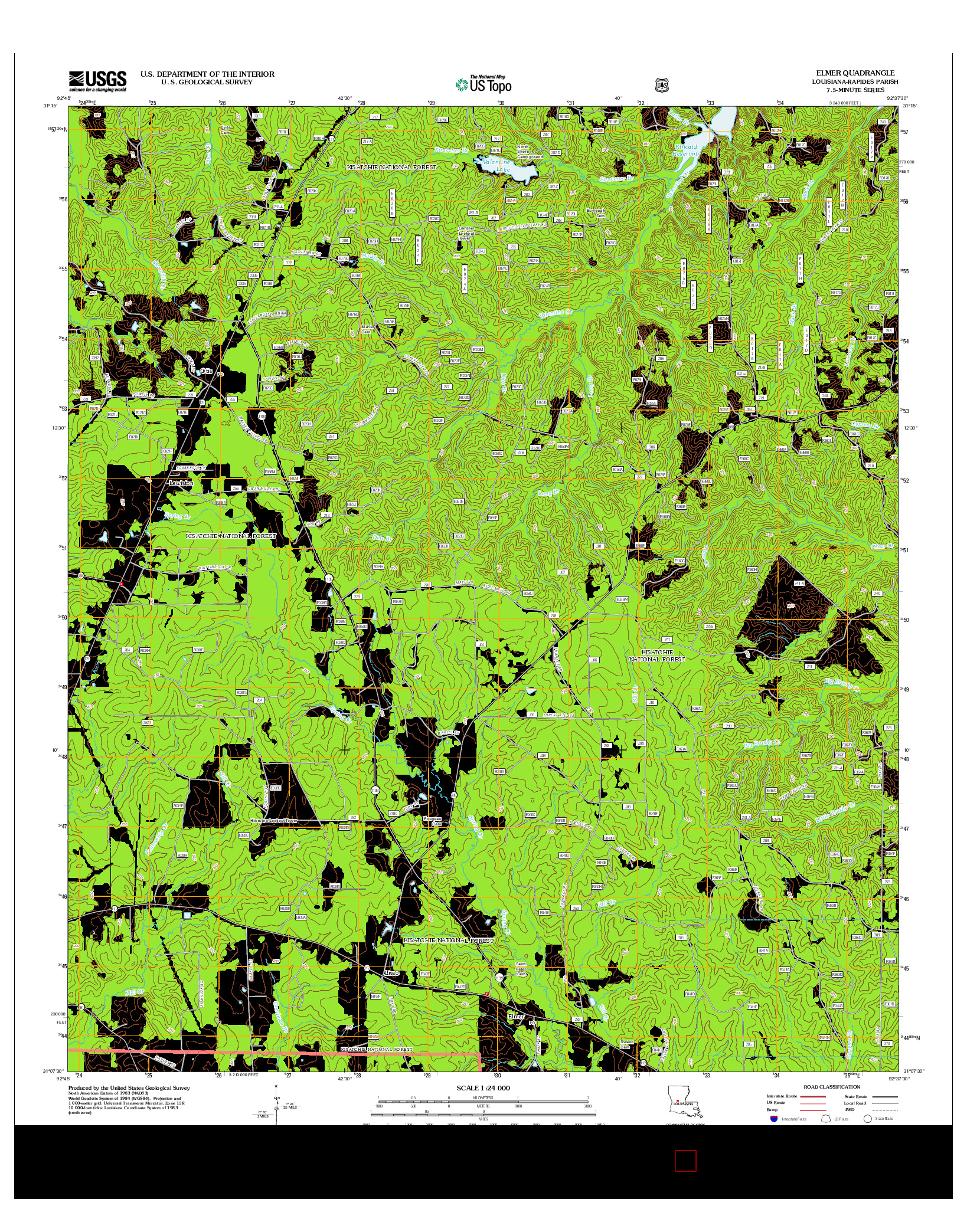 USGS US TOPO 7.5-MINUTE MAP FOR ELMER, LA 2012