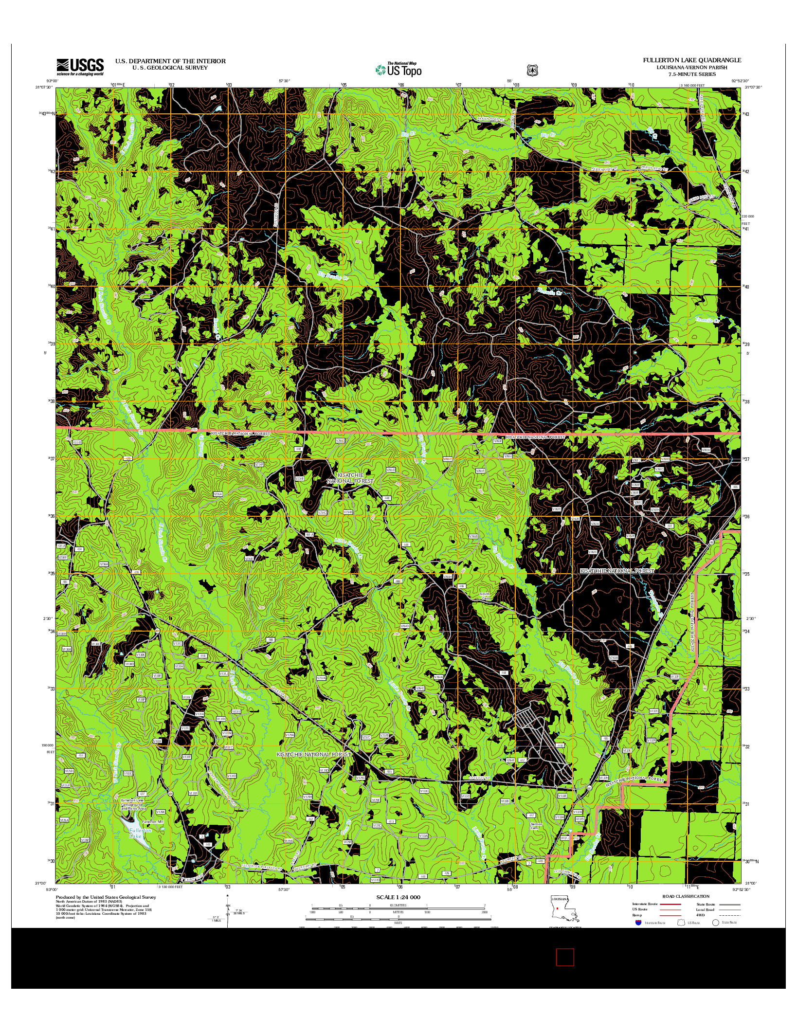 USGS US TOPO 7.5-MINUTE MAP FOR FULLERTON LAKE, LA 2012