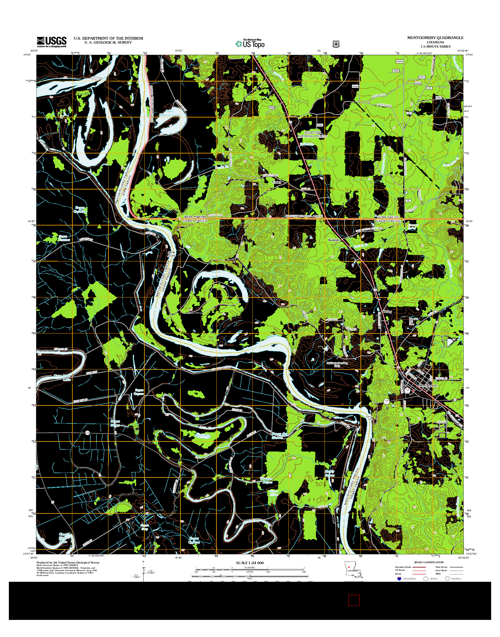 USGS US TOPO 7.5-MINUTE MAP FOR MONTGOMERY, LA 2012