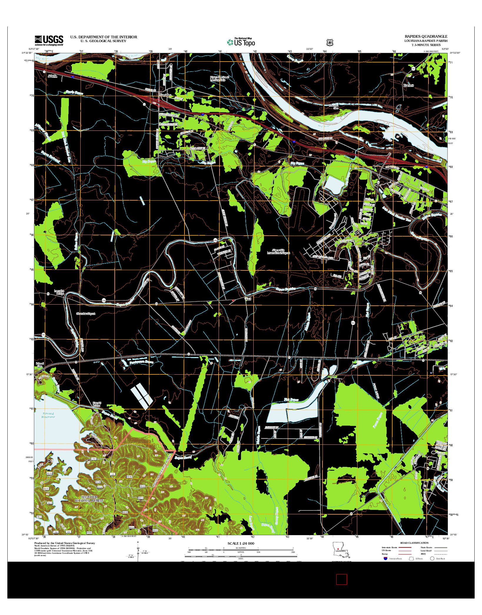USGS US TOPO 7.5-MINUTE MAP FOR RAPIDES, LA 2012