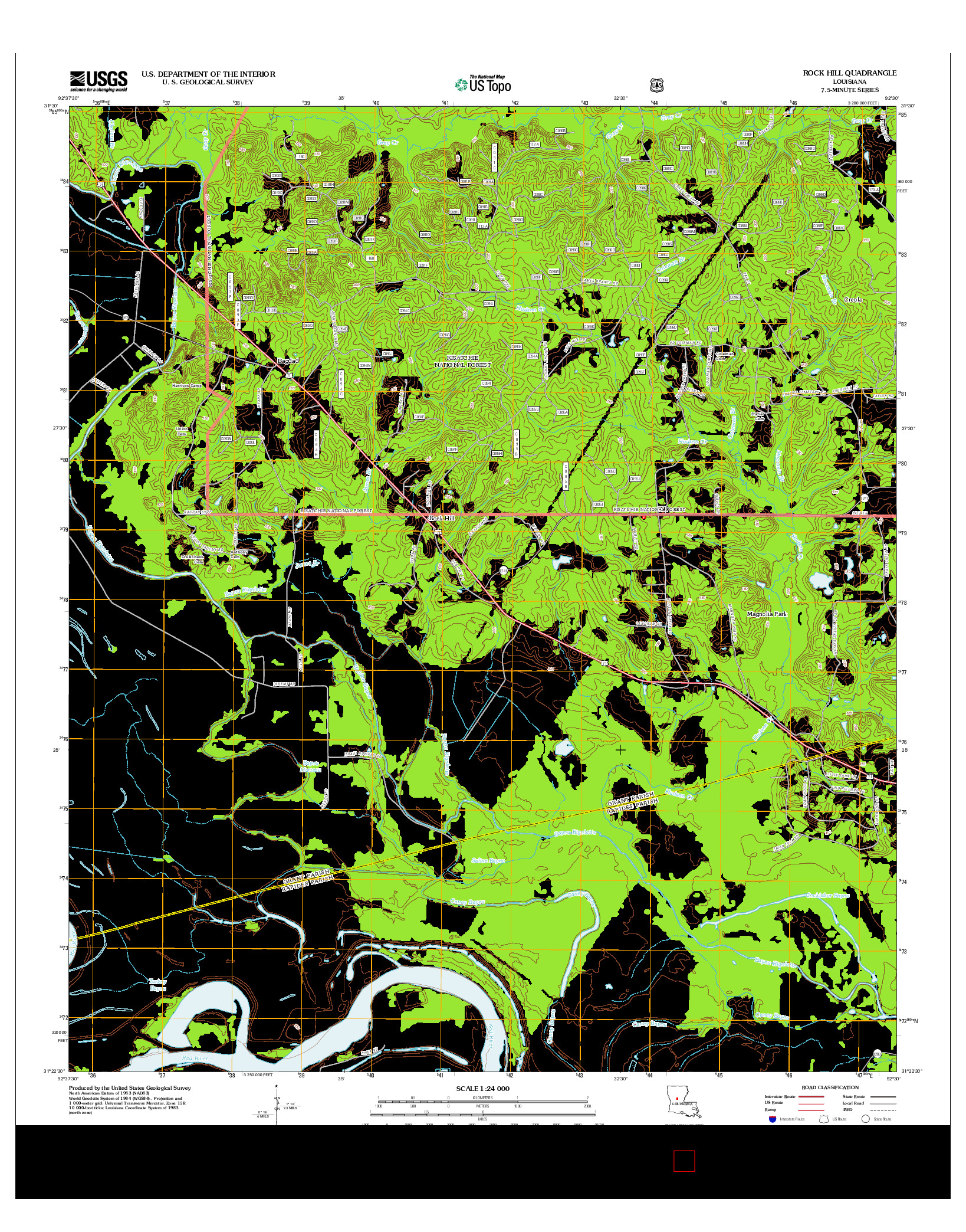 USGS US TOPO 7.5-MINUTE MAP FOR ROCK HILL, LA 2012
