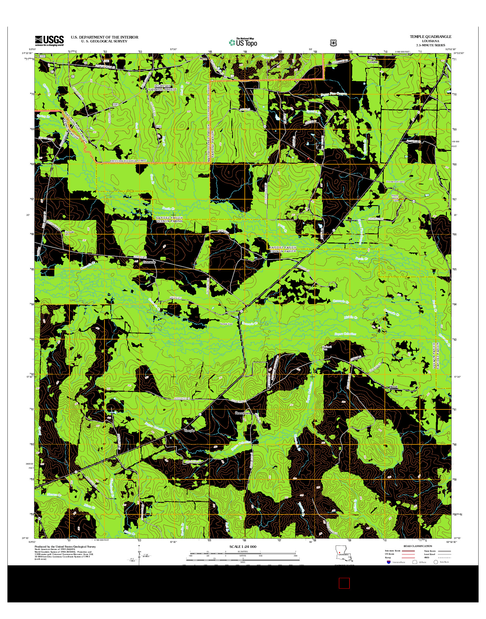 USGS US TOPO 7.5-MINUTE MAP FOR TEMPLE, LA 2012