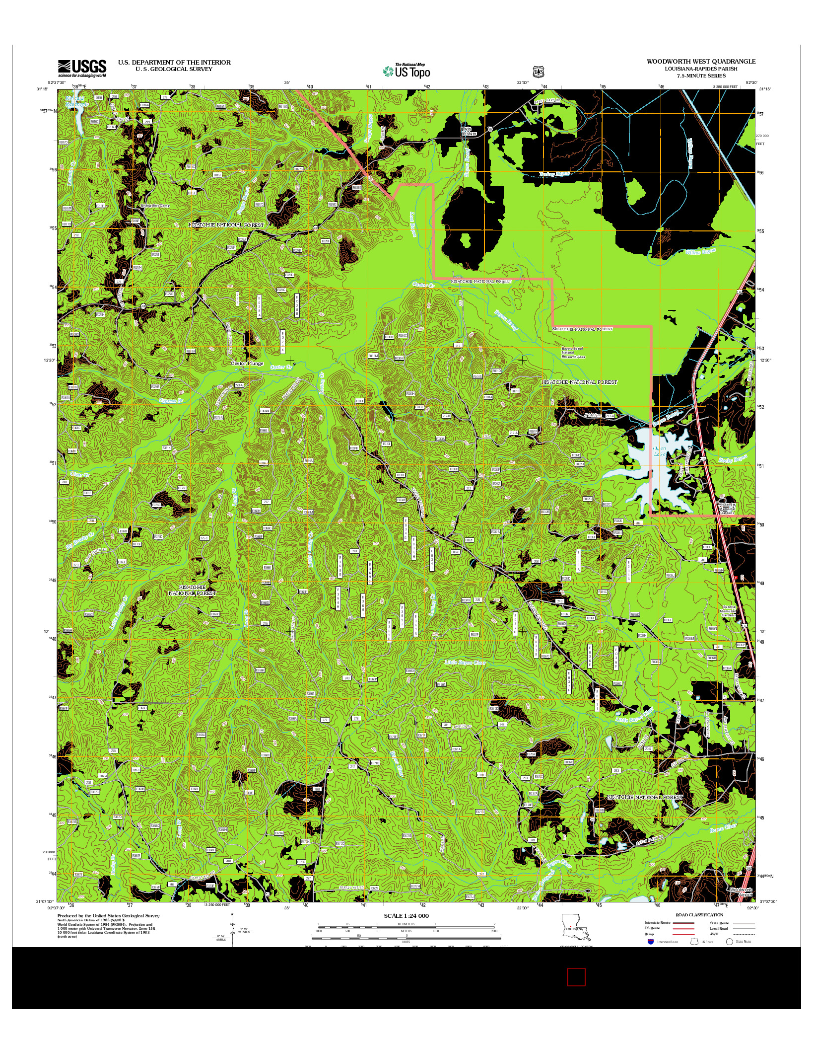 USGS US TOPO 7.5-MINUTE MAP FOR WOODWORTH WEST, LA 2012