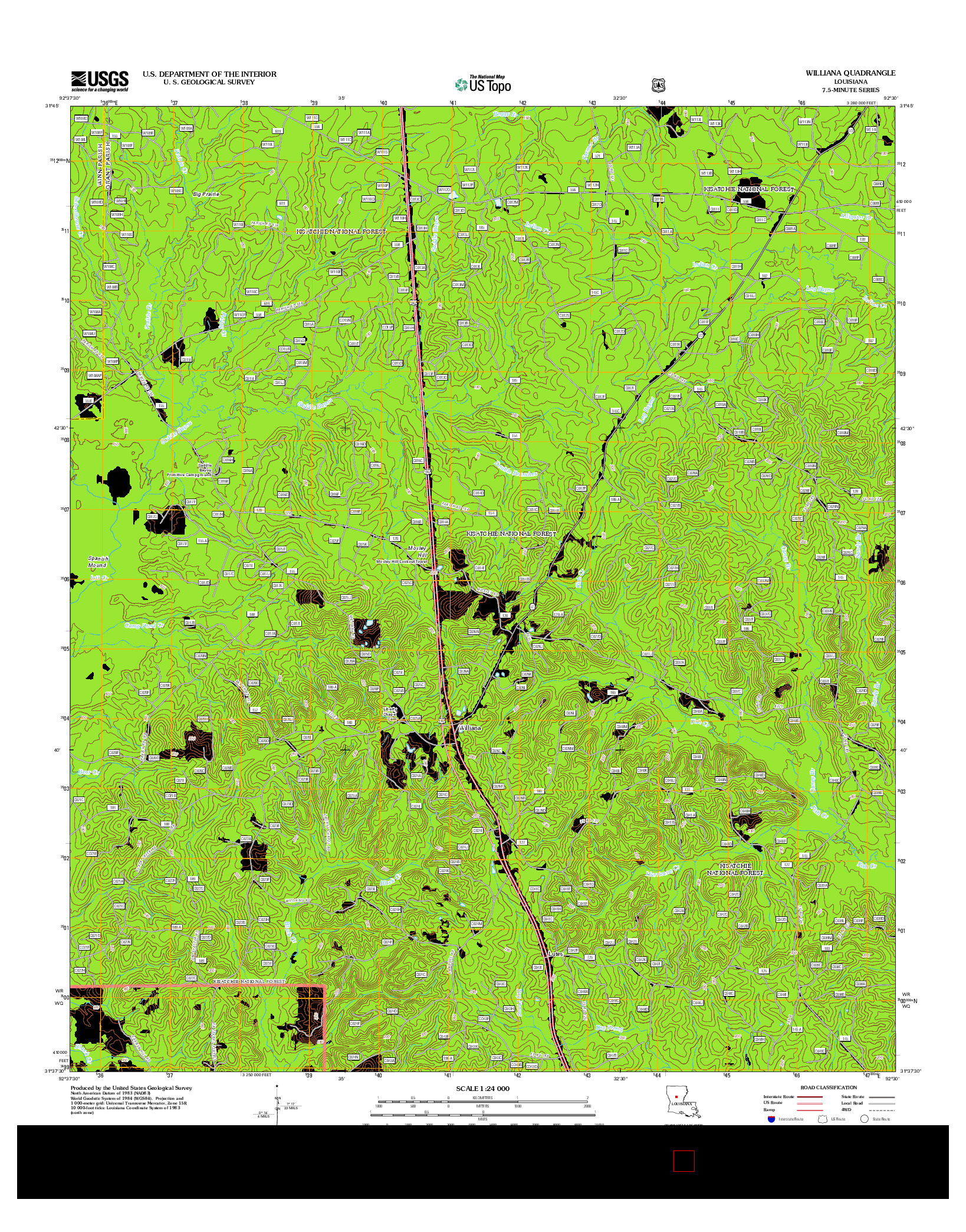 USGS US TOPO 7.5-MINUTE MAP FOR WILLIANA, LA 2012