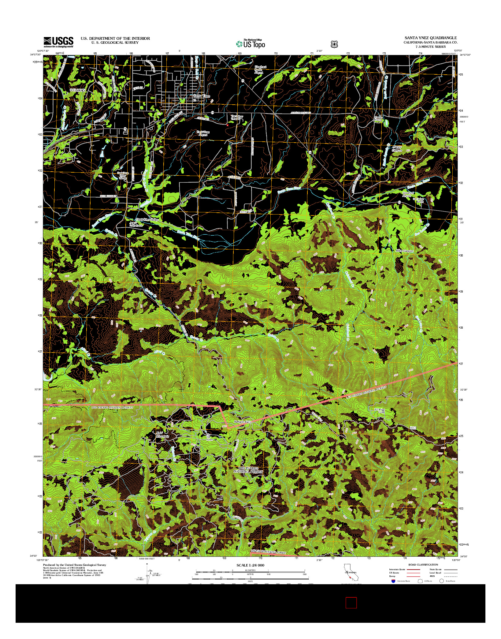 USGS US TOPO 7.5-MINUTE MAP FOR SANTA YNEZ, CA 2012