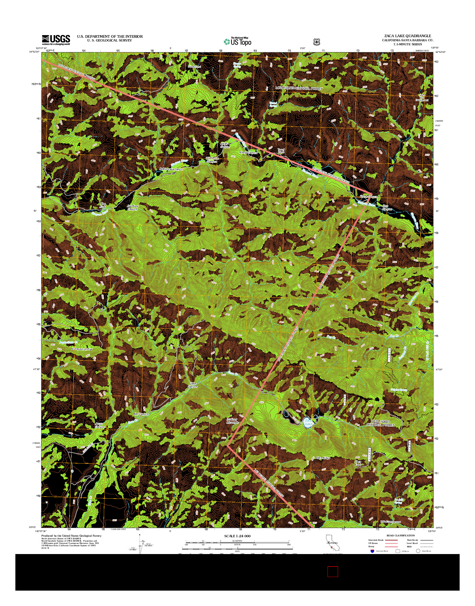 USGS US TOPO 7.5-MINUTE MAP FOR ZACA LAKE, CA 2012