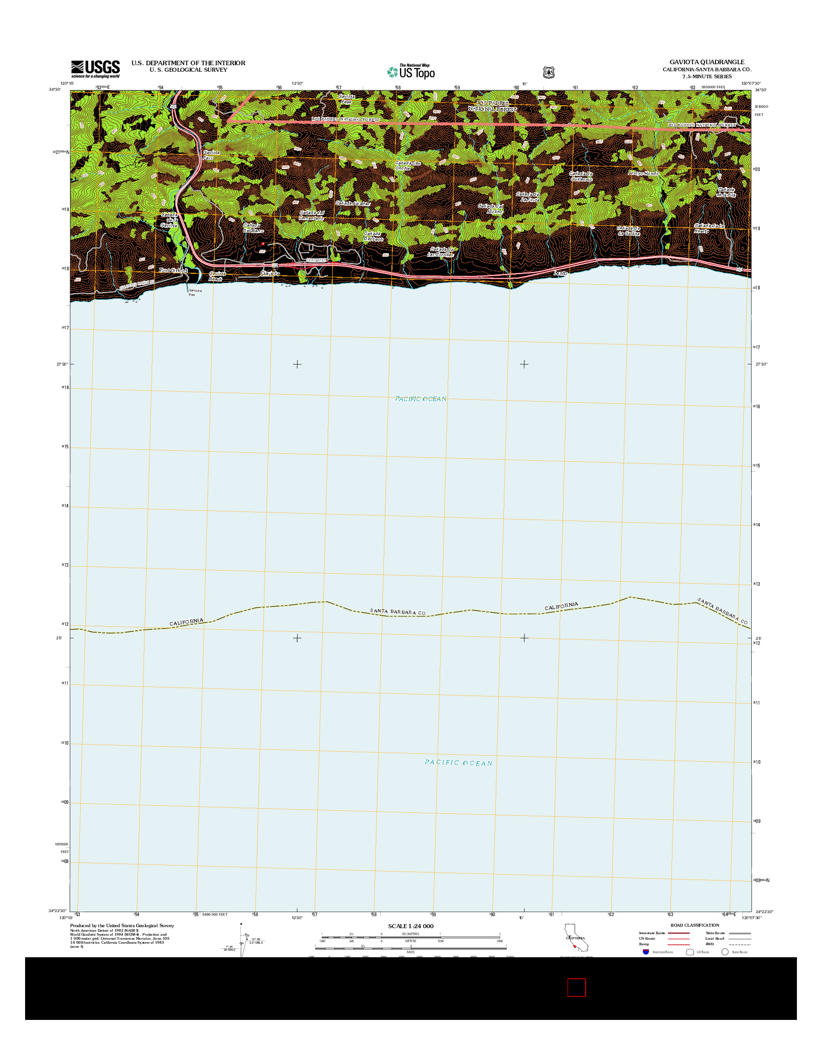 USGS US TOPO 7.5-MINUTE MAP FOR GAVIOTA, CA 2012