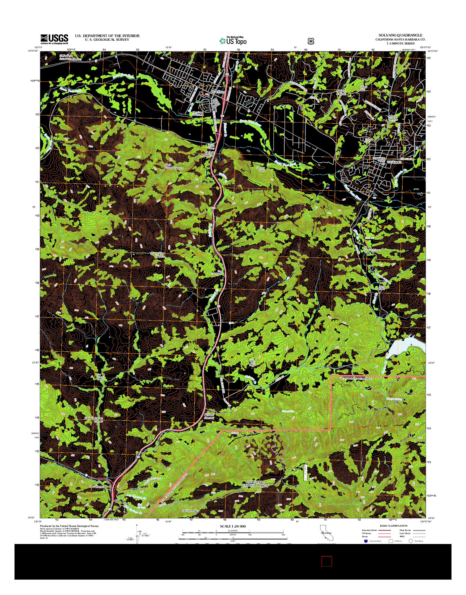 USGS US TOPO 7.5-MINUTE MAP FOR SOLVANG, CA 2012