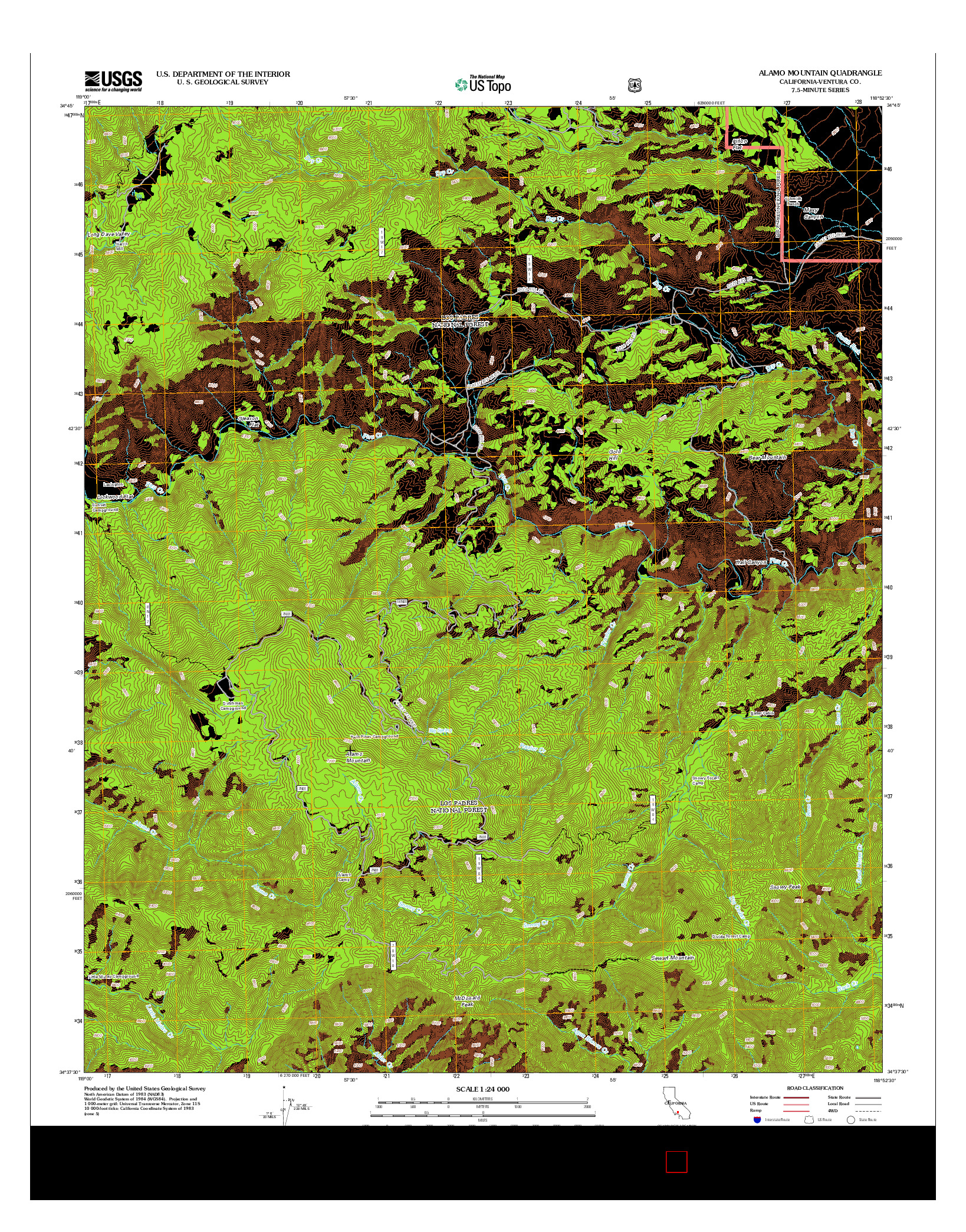 USGS US TOPO 7.5-MINUTE MAP FOR ALAMO MOUNTAIN, CA 2012