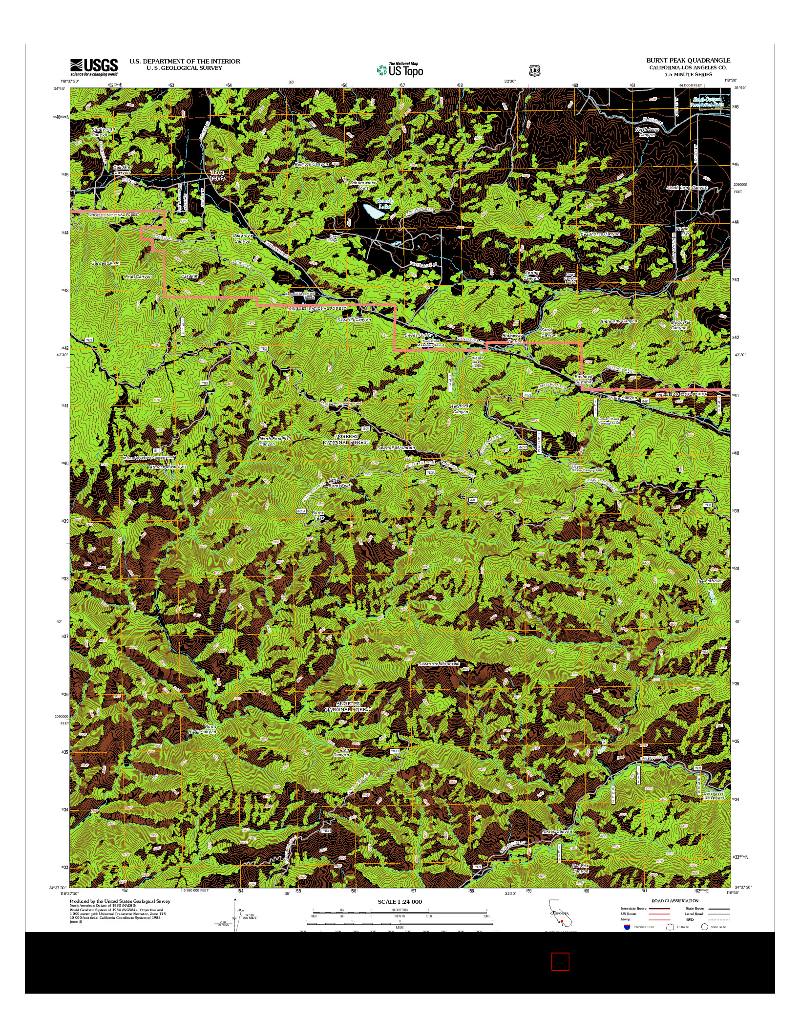 USGS US TOPO 7.5-MINUTE MAP FOR BURNT PEAK, CA 2012