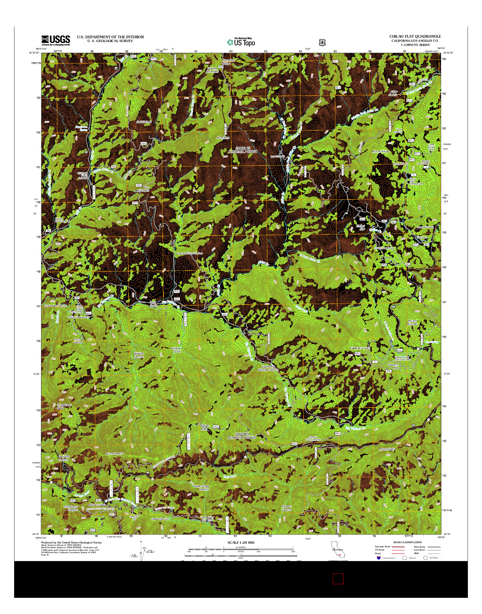 USGS US TOPO 7.5-MINUTE MAP FOR CHILAO FLAT, CA 2012