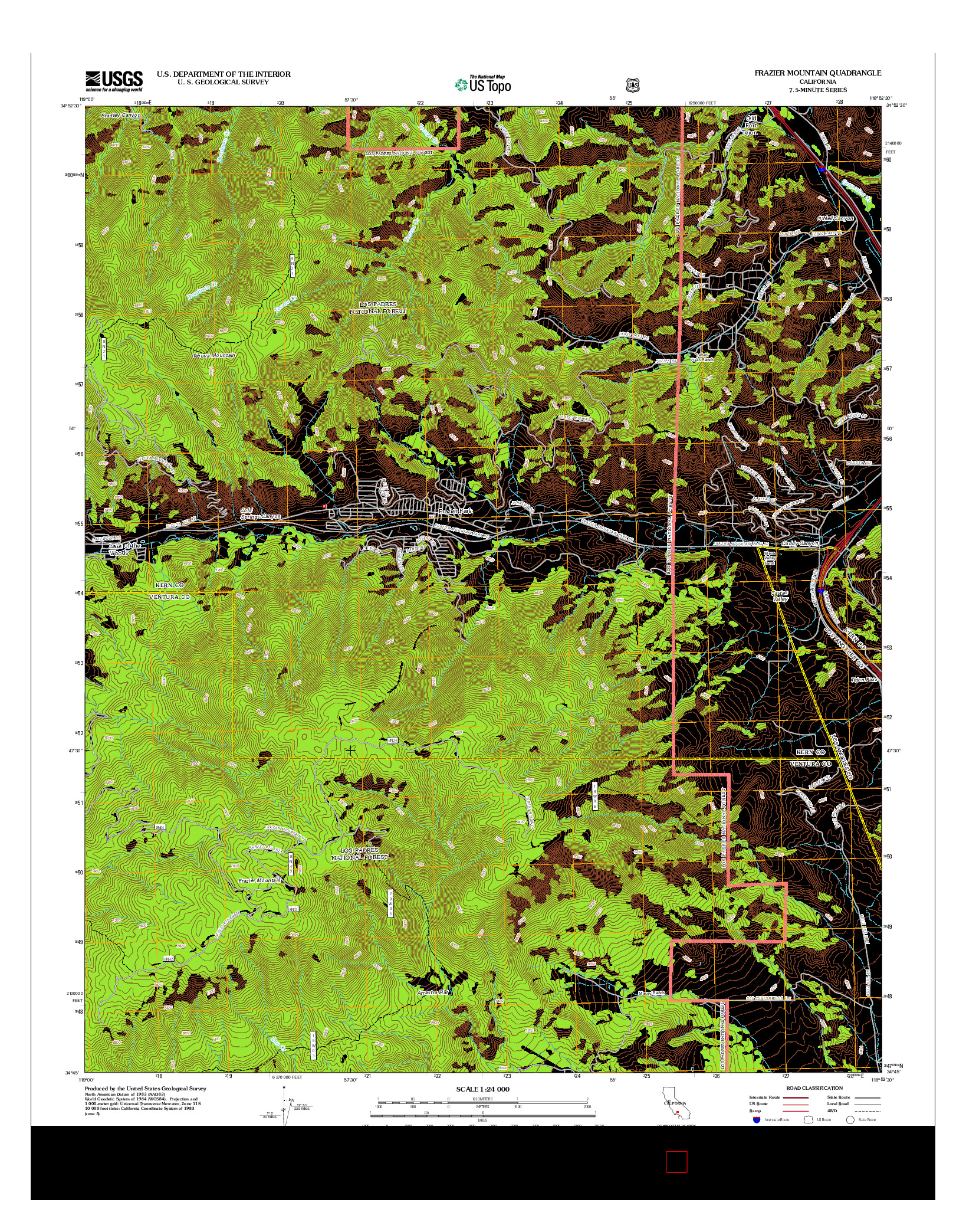 USGS US TOPO 7.5-MINUTE MAP FOR FRAZIER MOUNTAIN, CA 2012