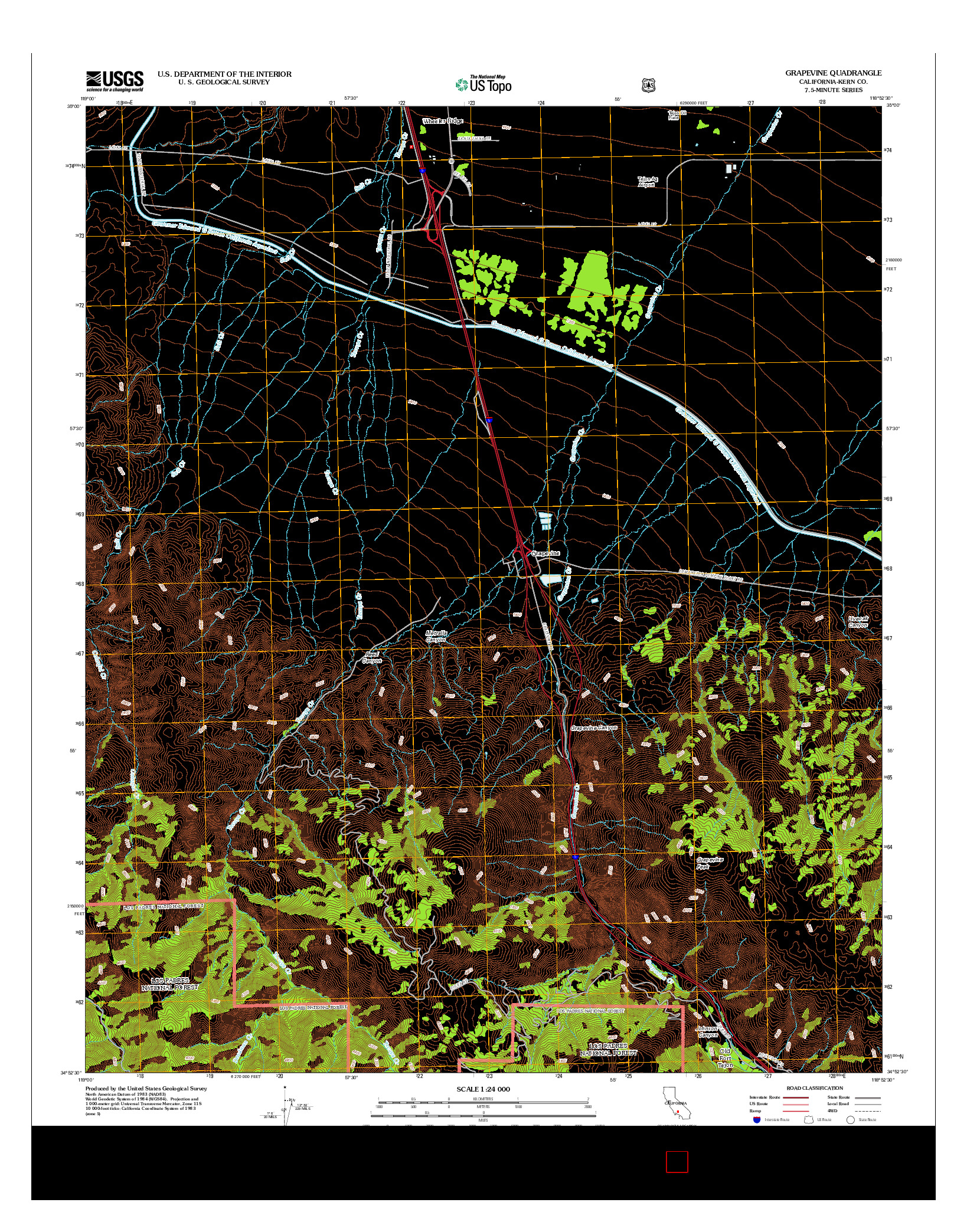 USGS US TOPO 7.5-MINUTE MAP FOR GRAPEVINE, CA 2012