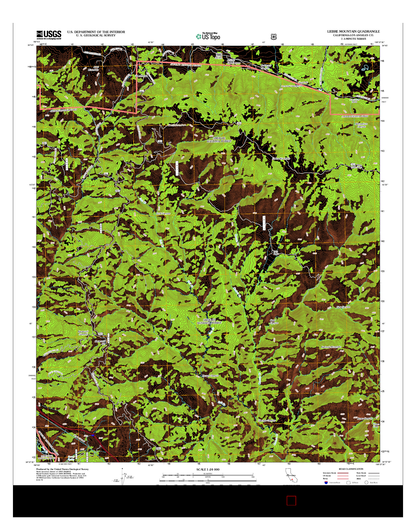 USGS US TOPO 7.5-MINUTE MAP FOR LIEBRE MOUNTAIN, CA 2012