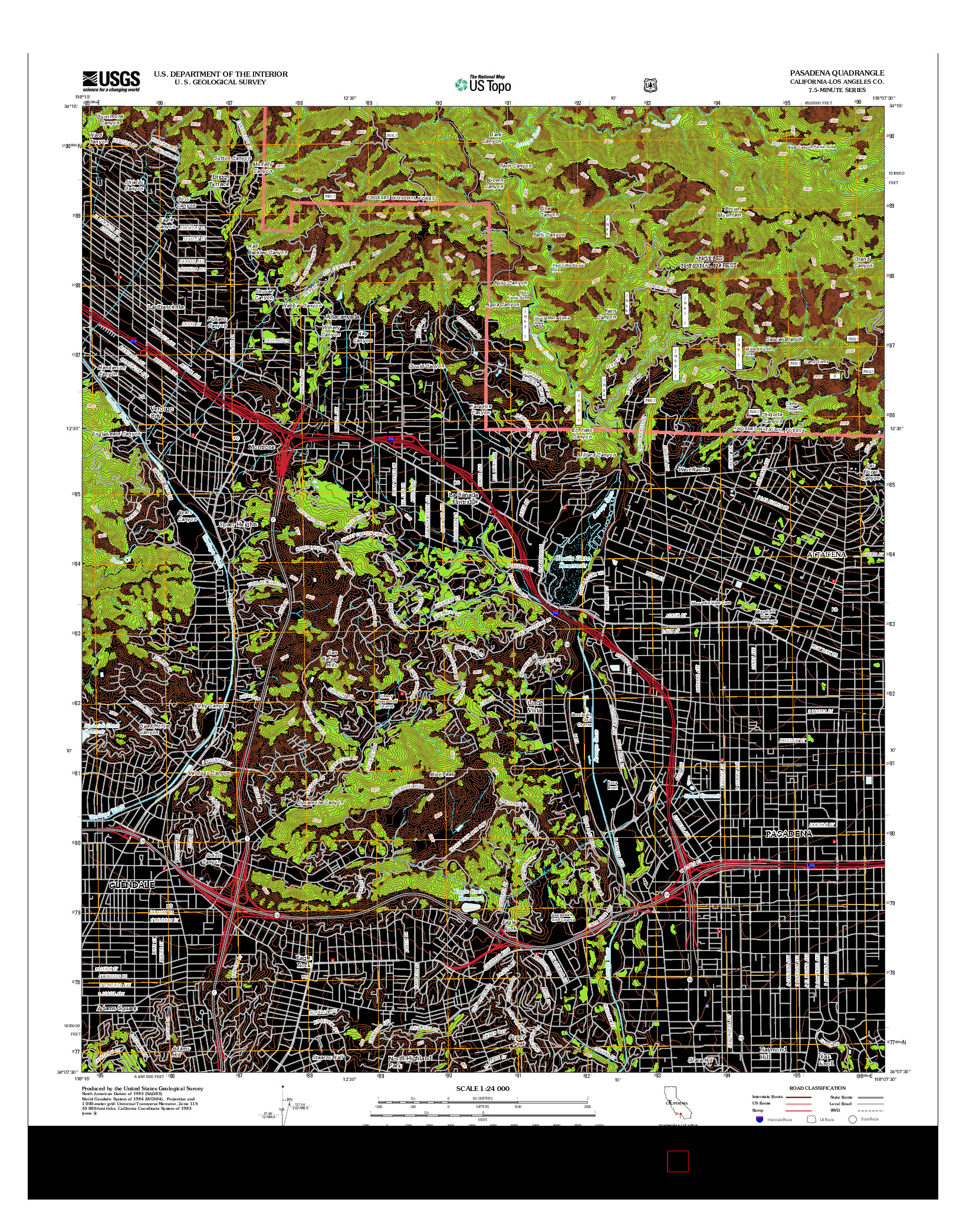 USGS US TOPO 7.5-MINUTE MAP FOR PASADENA, CA 2012