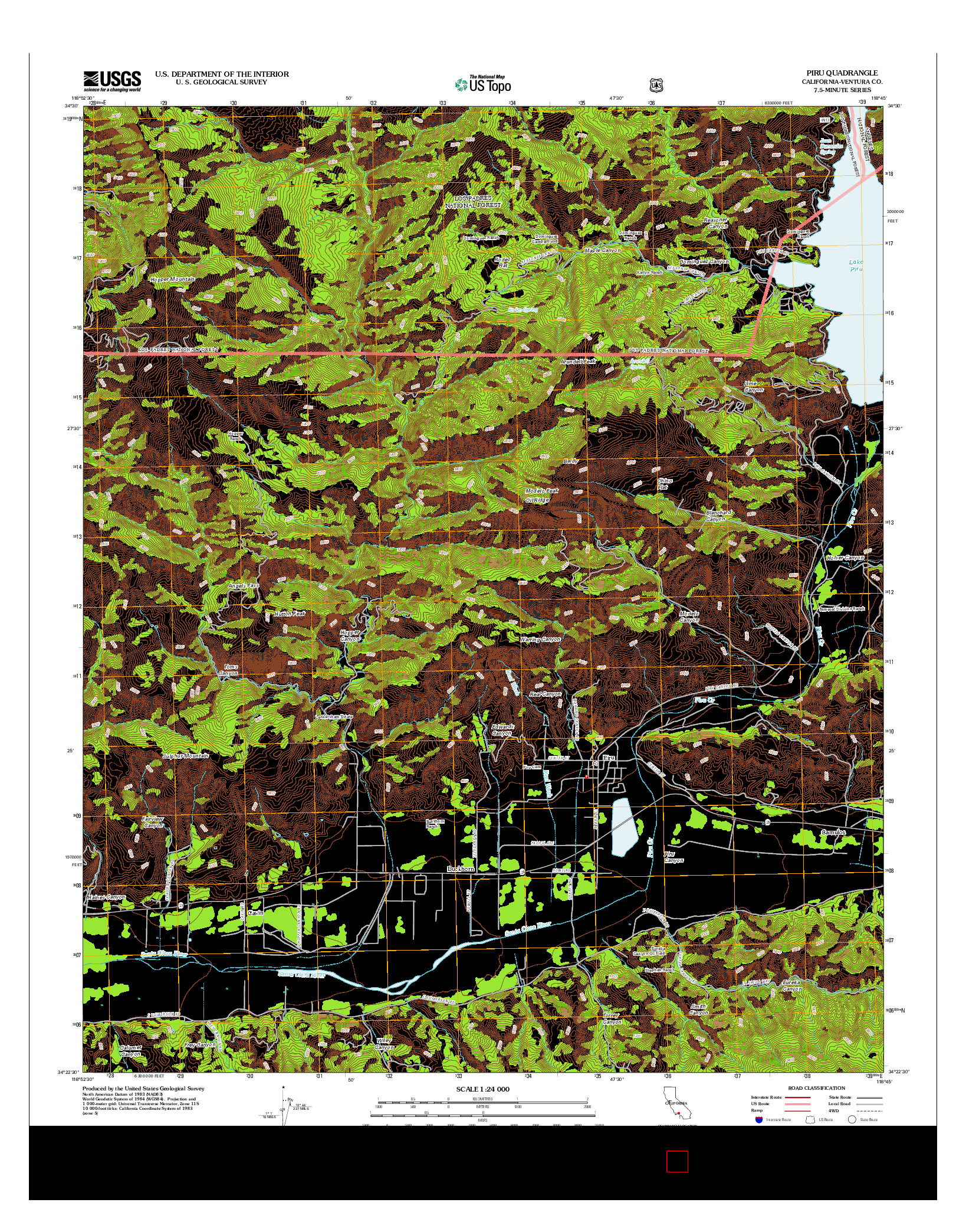 USGS US TOPO 7.5-MINUTE MAP FOR PIRU, CA 2012