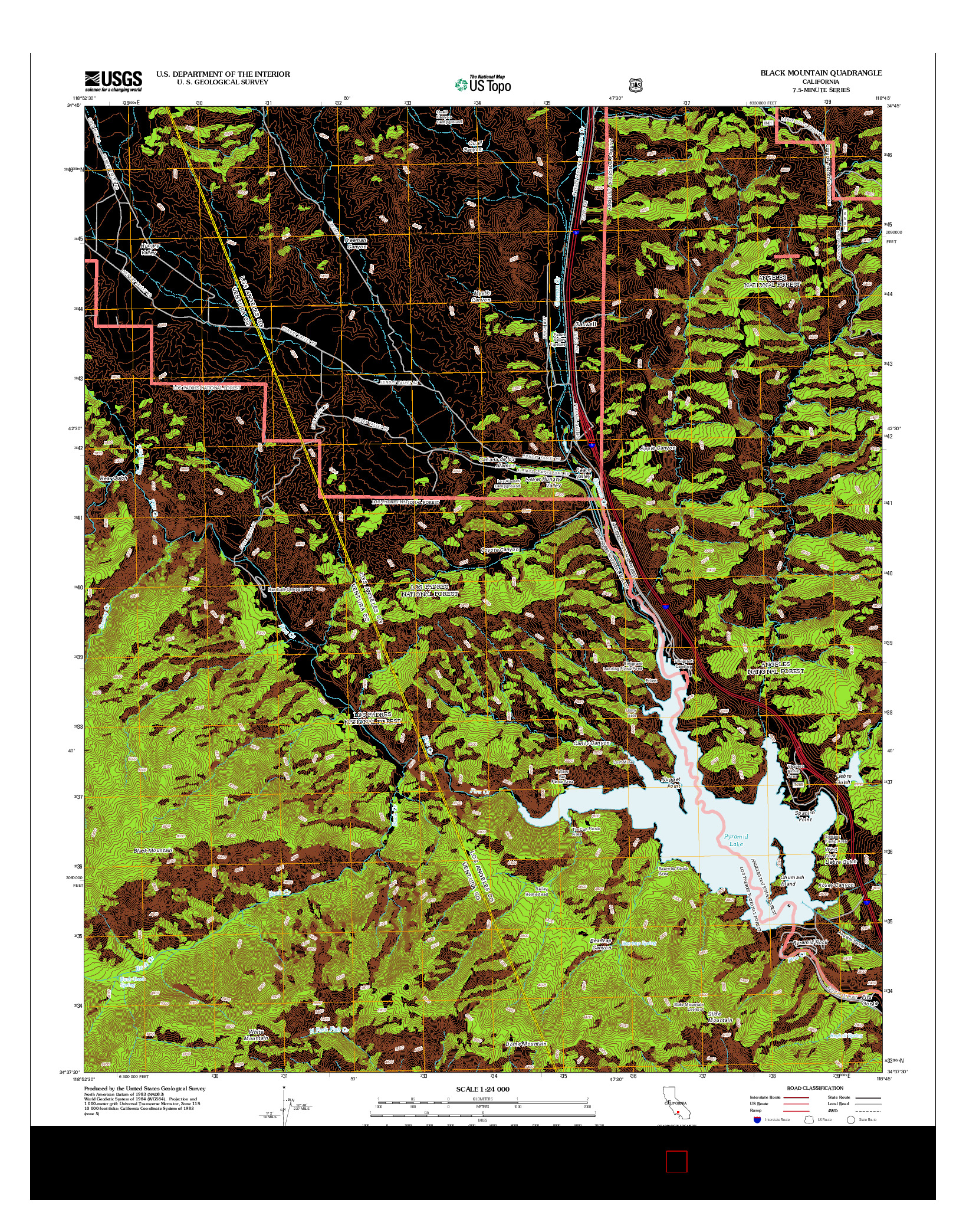 USGS US TOPO 7.5-MINUTE MAP FOR BLACK MOUNTAIN, CA 2012