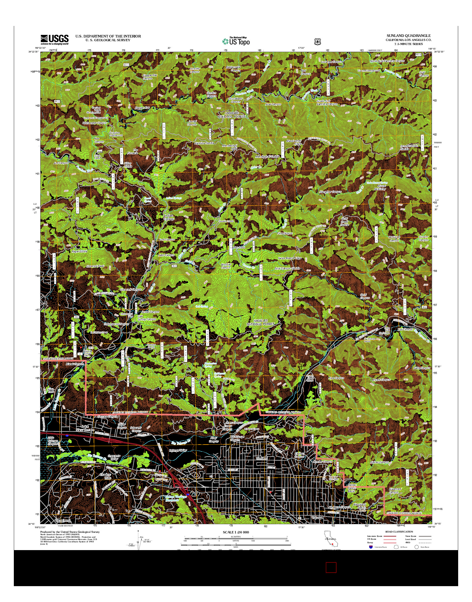 USGS US TOPO 7.5-MINUTE MAP FOR SUNLAND, CA 2012