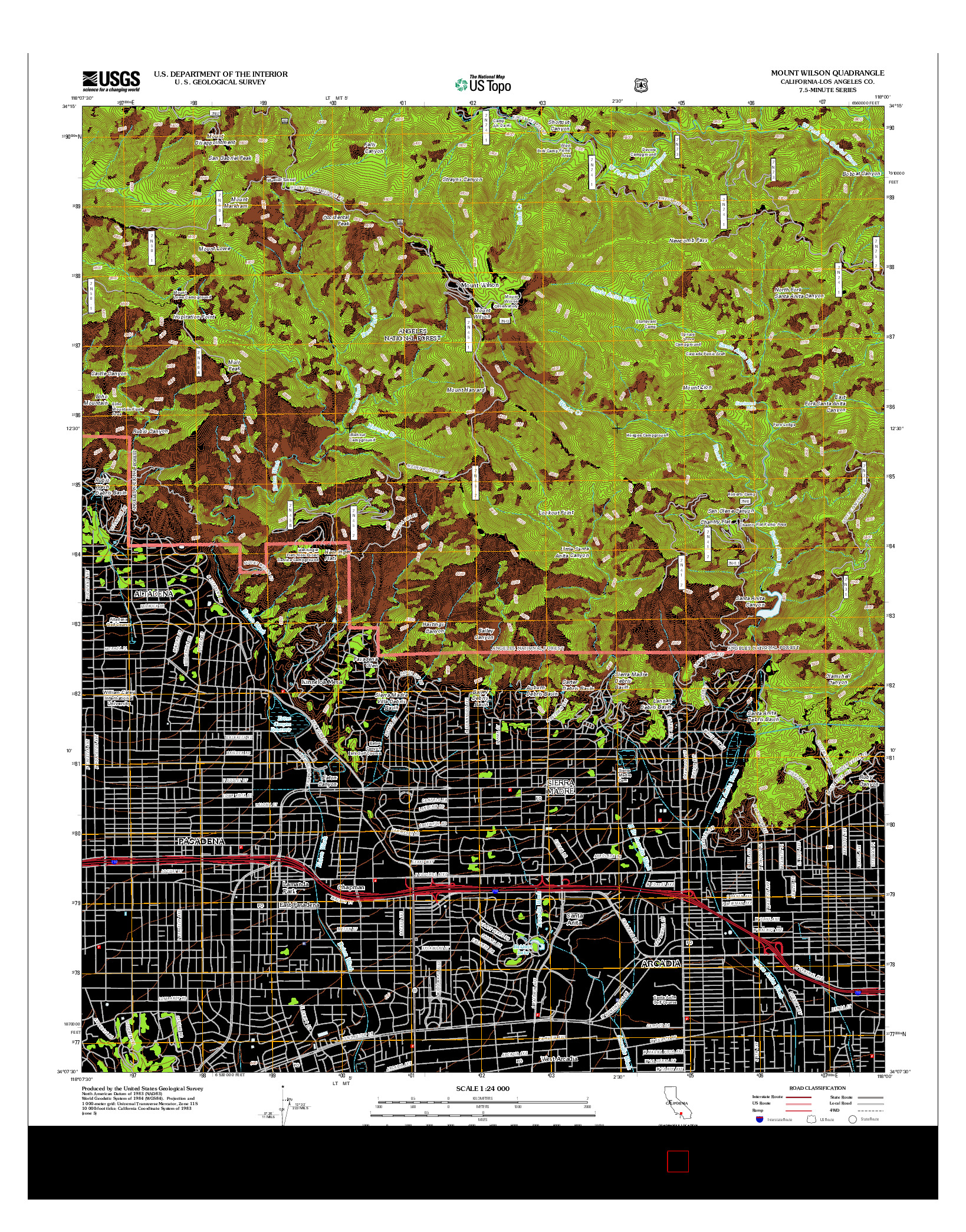 USGS US TOPO 7.5-MINUTE MAP FOR MOUNT WILSON, CA 2012