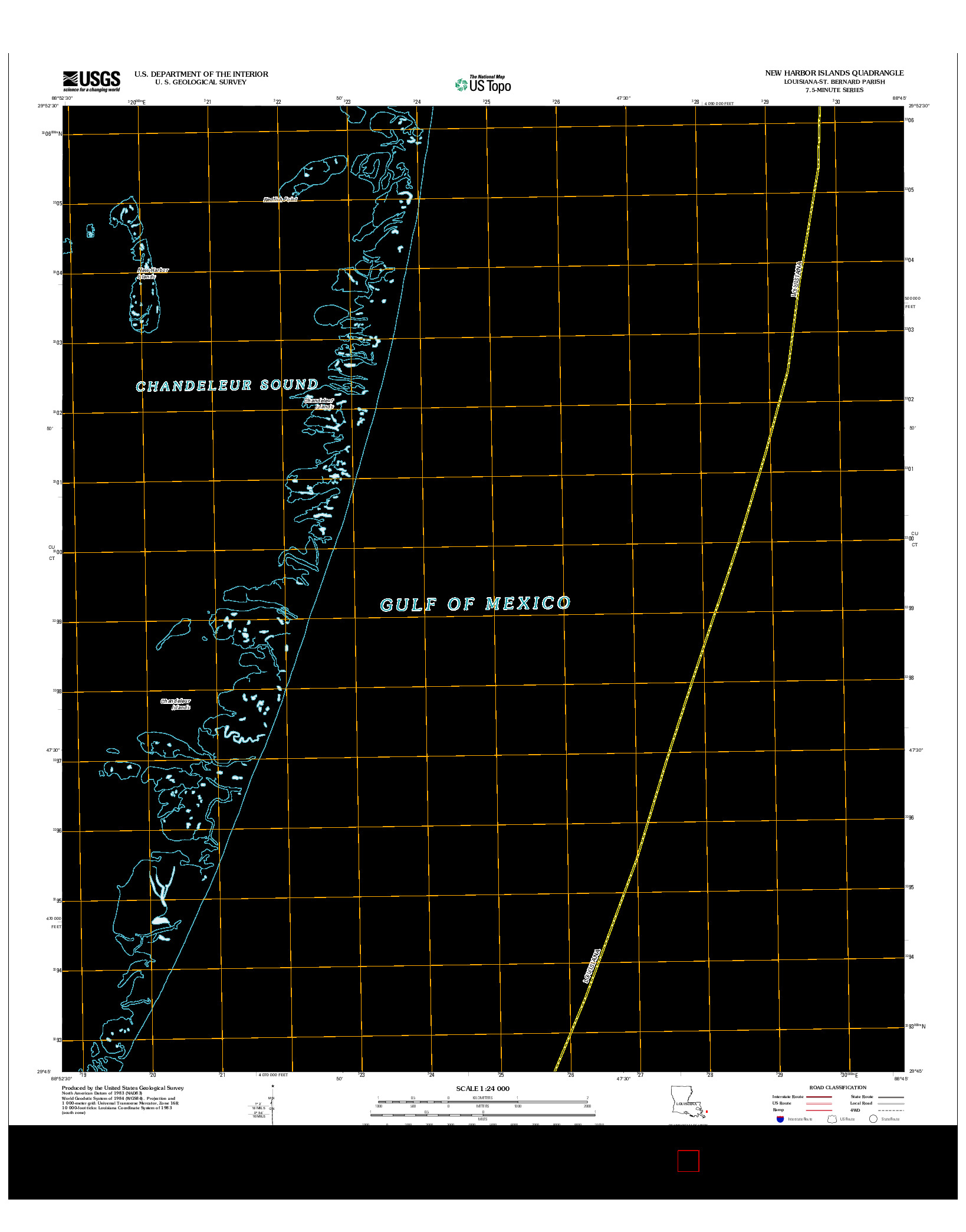 USGS US TOPO 7.5-MINUTE MAP FOR NEW HARBOR ISLANDS, LA 2012
