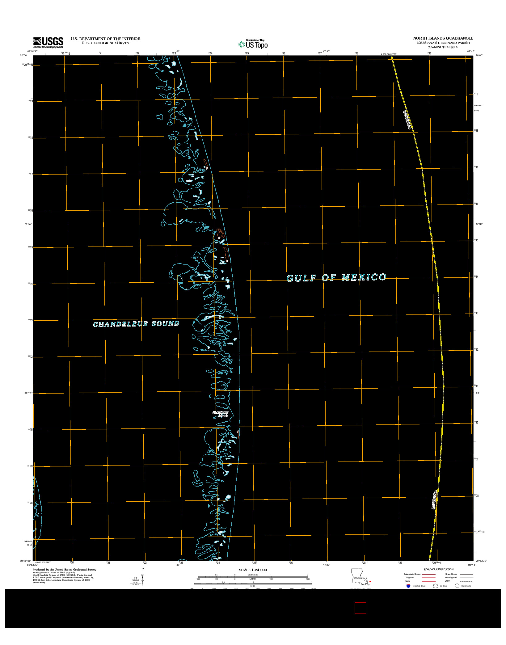 USGS US TOPO 7.5-MINUTE MAP FOR NORTH ISLANDS, LA 2012