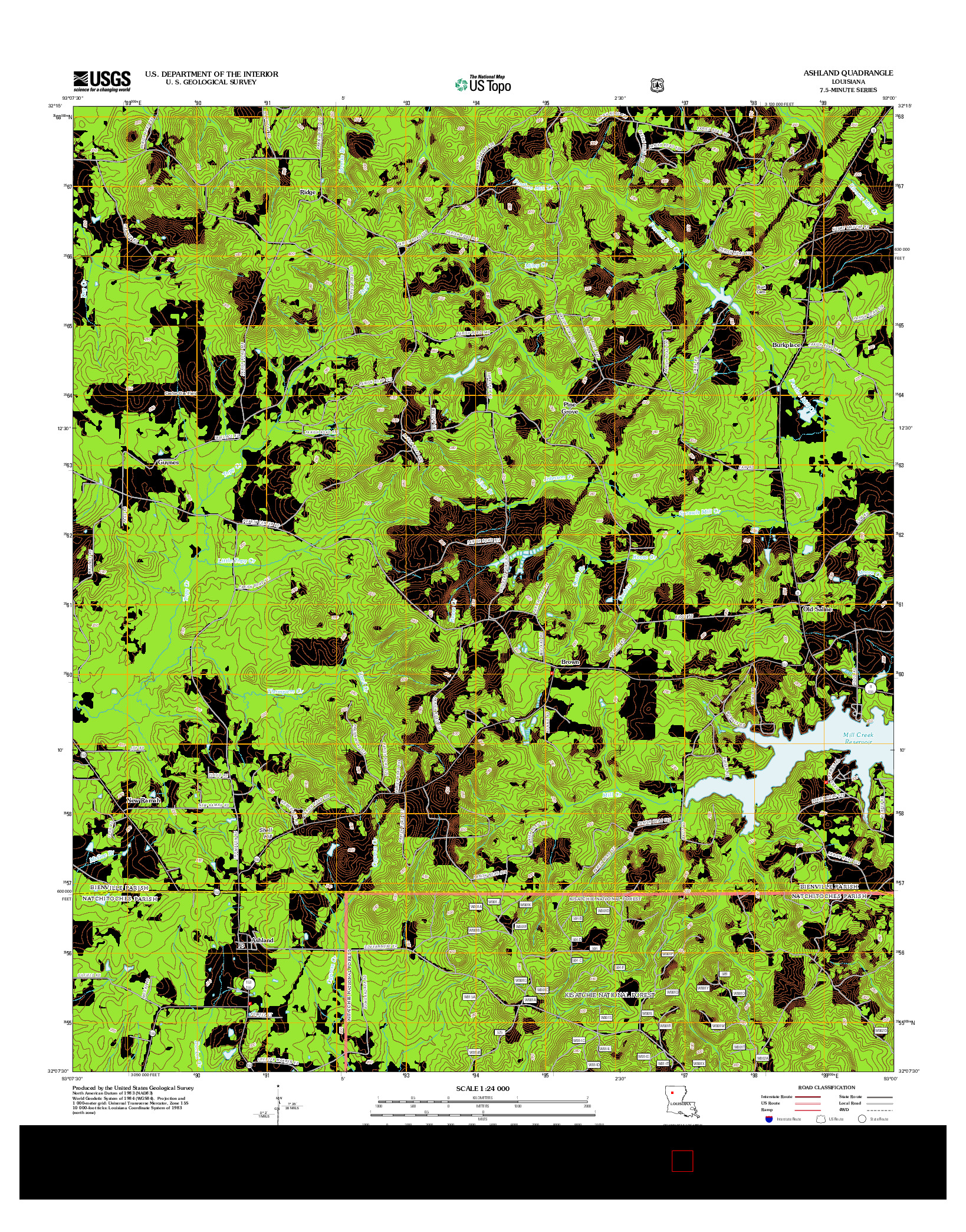 USGS US TOPO 7.5-MINUTE MAP FOR ASHLAND, LA 2012