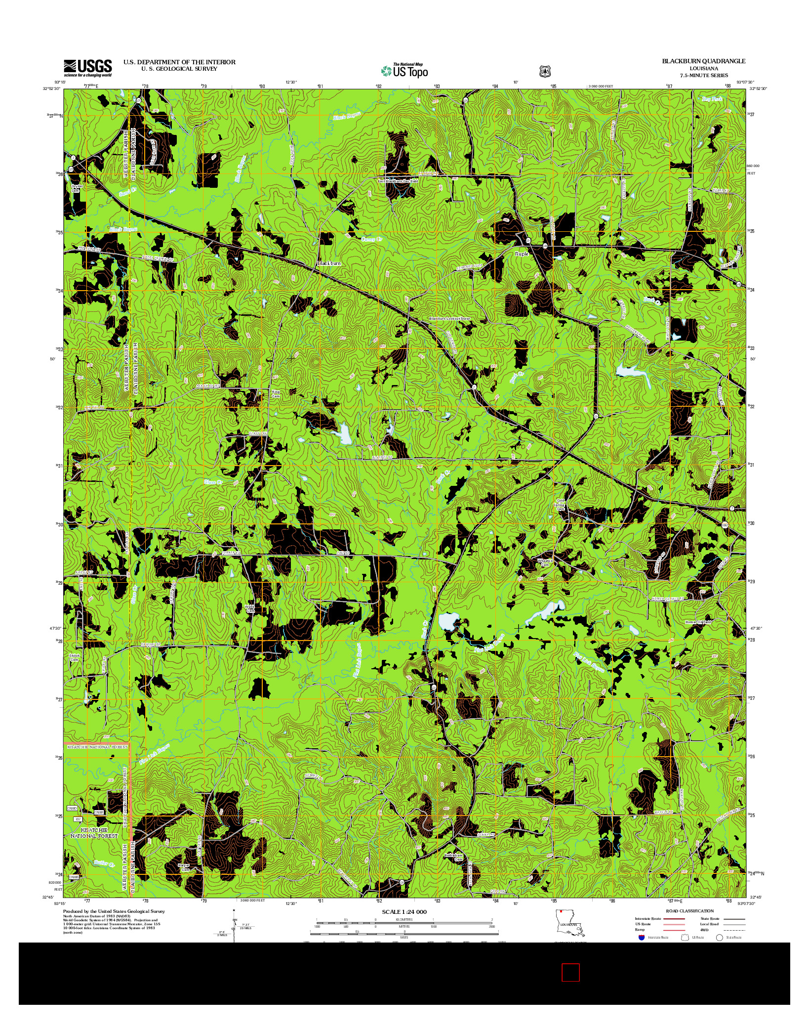 USGS US TOPO 7.5-MINUTE MAP FOR BLACKBURN, LA 2012