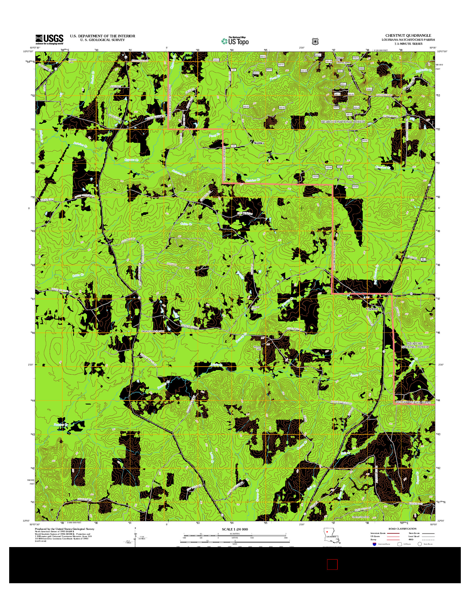 USGS US TOPO 7.5-MINUTE MAP FOR CHESTNUT, LA 2012