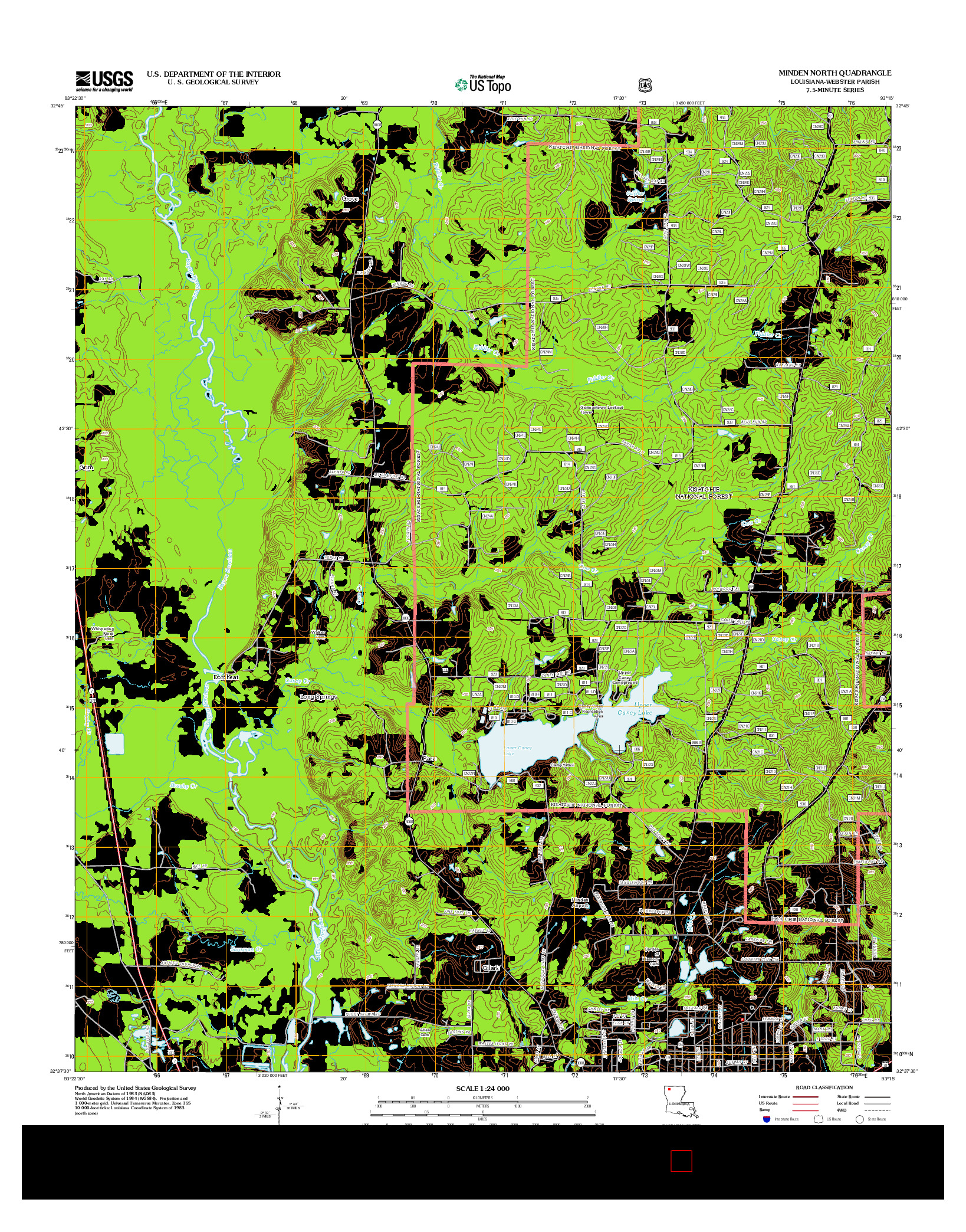 USGS US TOPO 7.5-MINUTE MAP FOR MINDEN NORTH, LA 2012