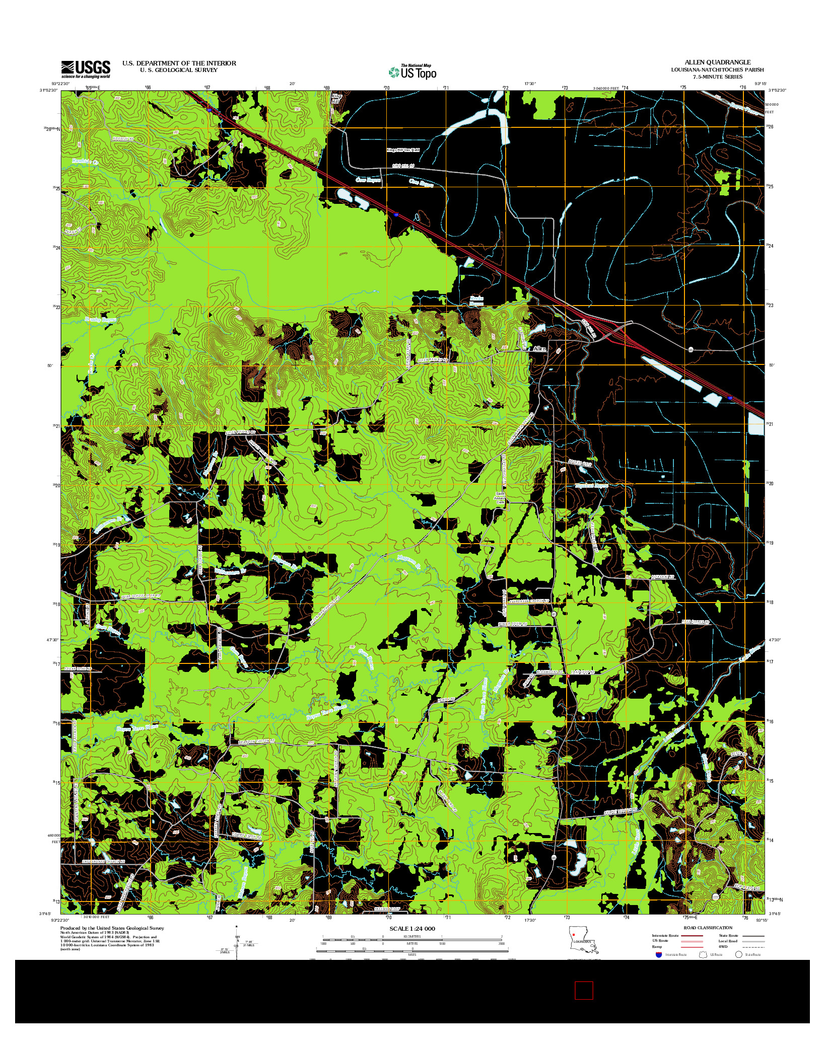 USGS US TOPO 7.5-MINUTE MAP FOR ALLEN, LA 2012
