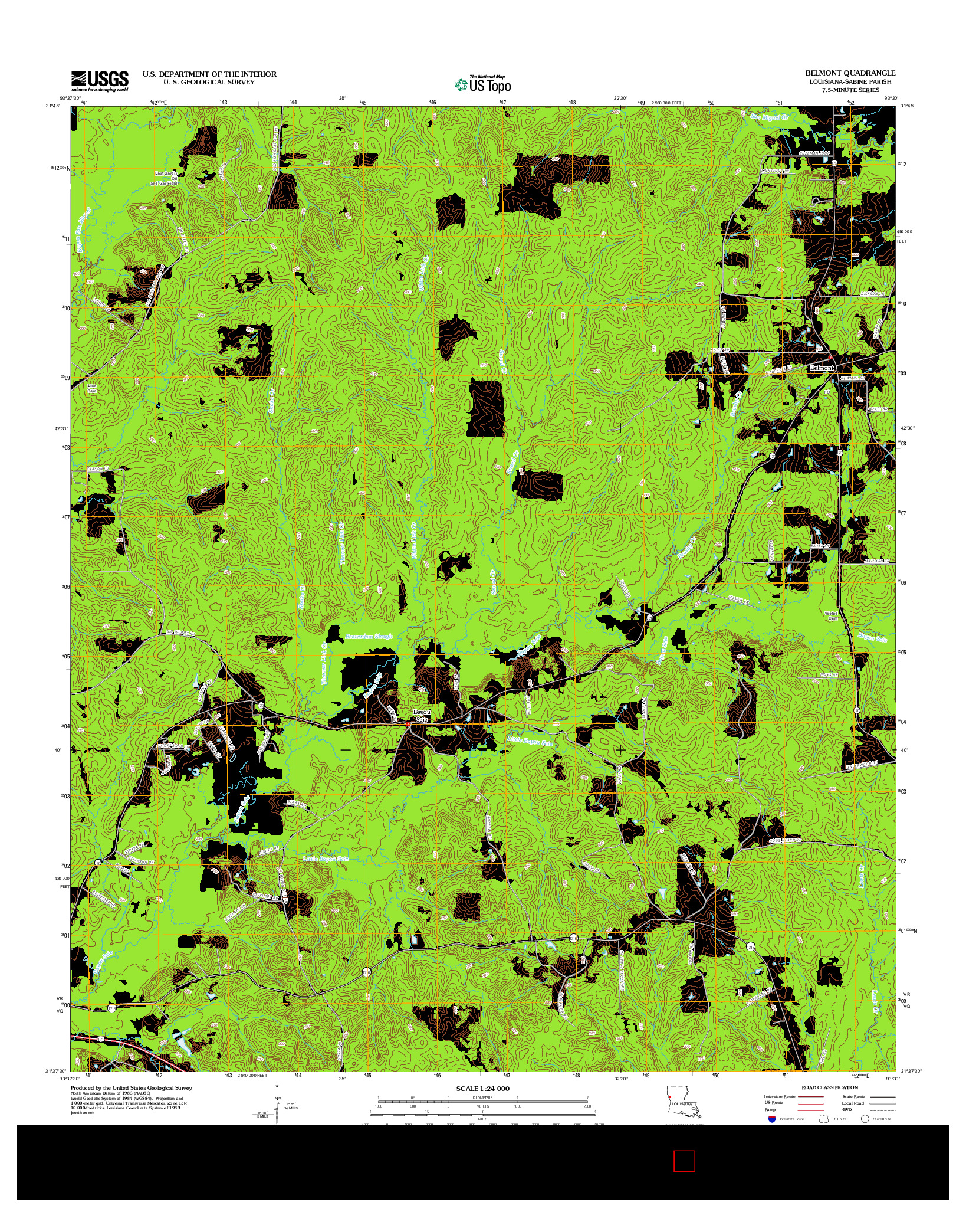 USGS US TOPO 7.5-MINUTE MAP FOR BELMONT, LA 2012
