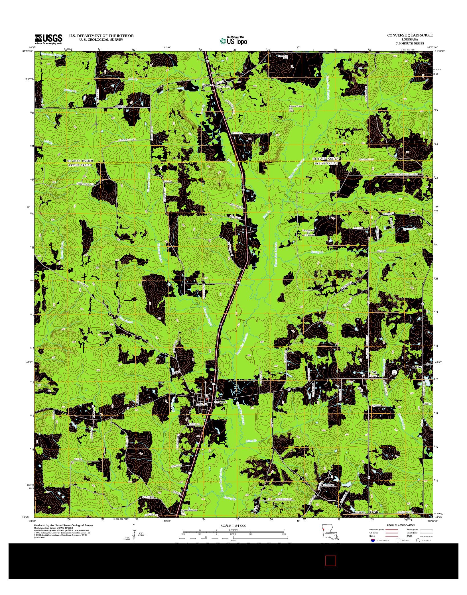 USGS US TOPO 7.5-MINUTE MAP FOR CONVERSE, LA 2012