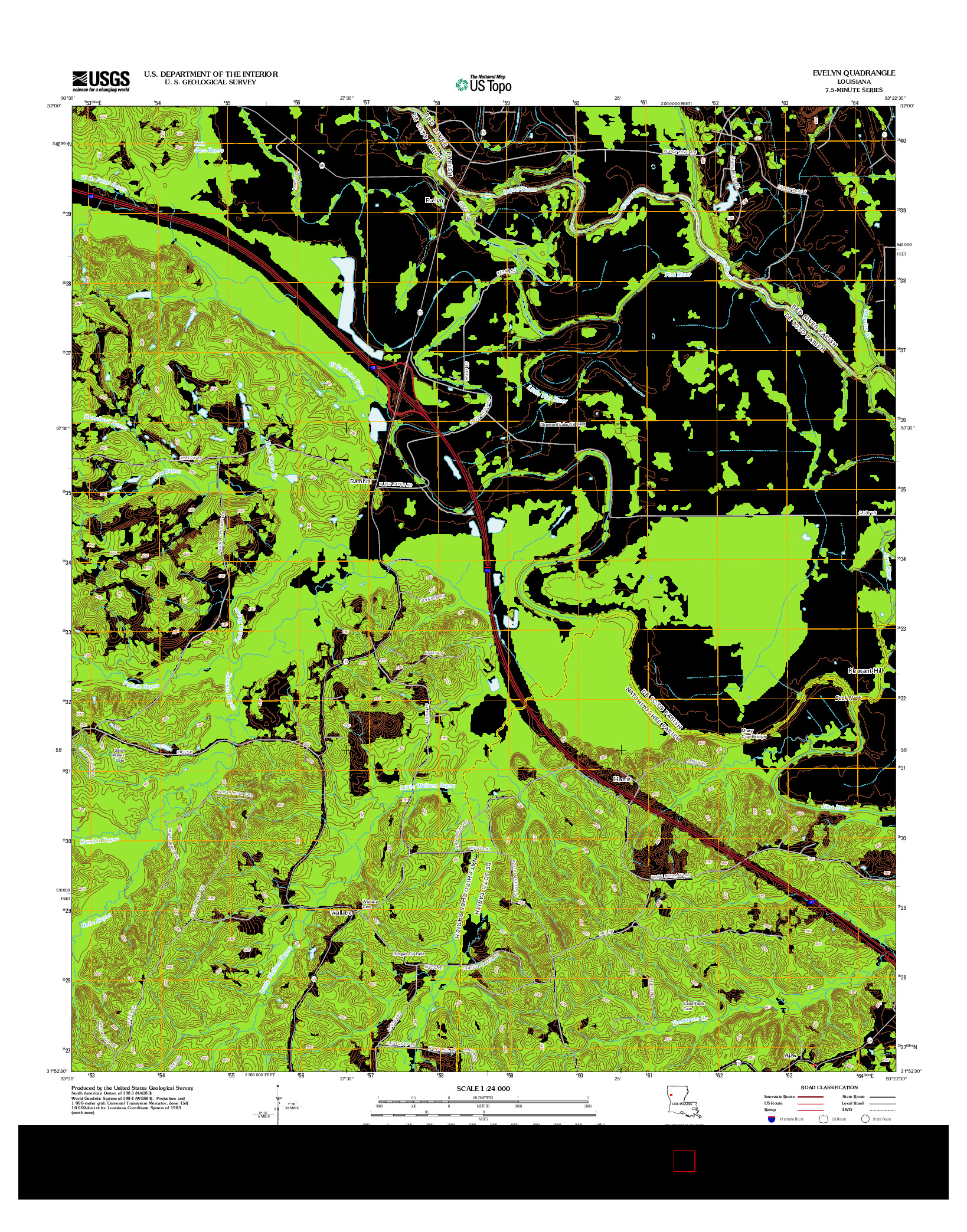 USGS US TOPO 7.5-MINUTE MAP FOR EVELYN, LA 2012