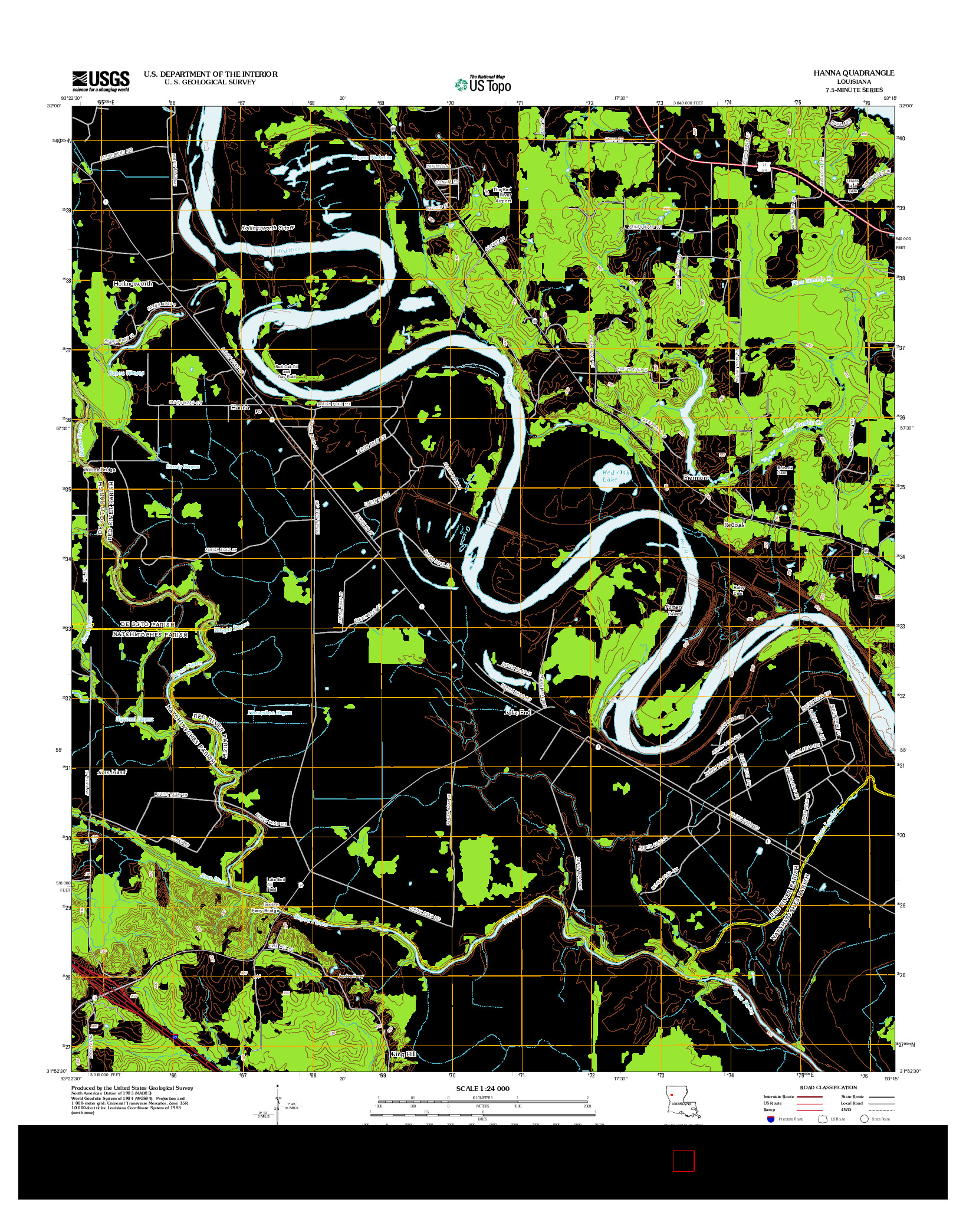 USGS US TOPO 7.5-MINUTE MAP FOR HANNA, LA 2012