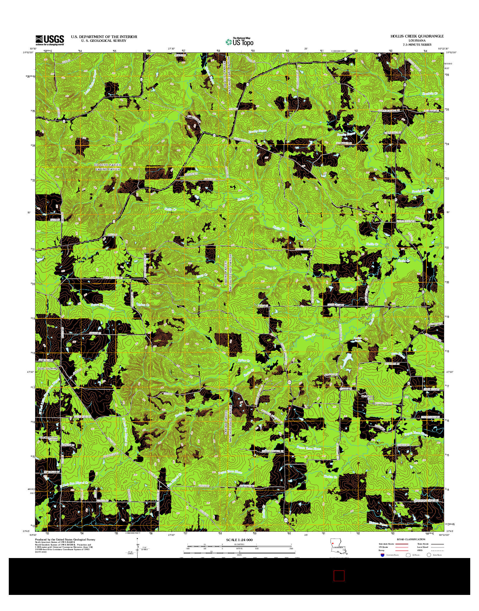 USGS US TOPO 7.5-MINUTE MAP FOR HOLLIS CREEK, LA 2012